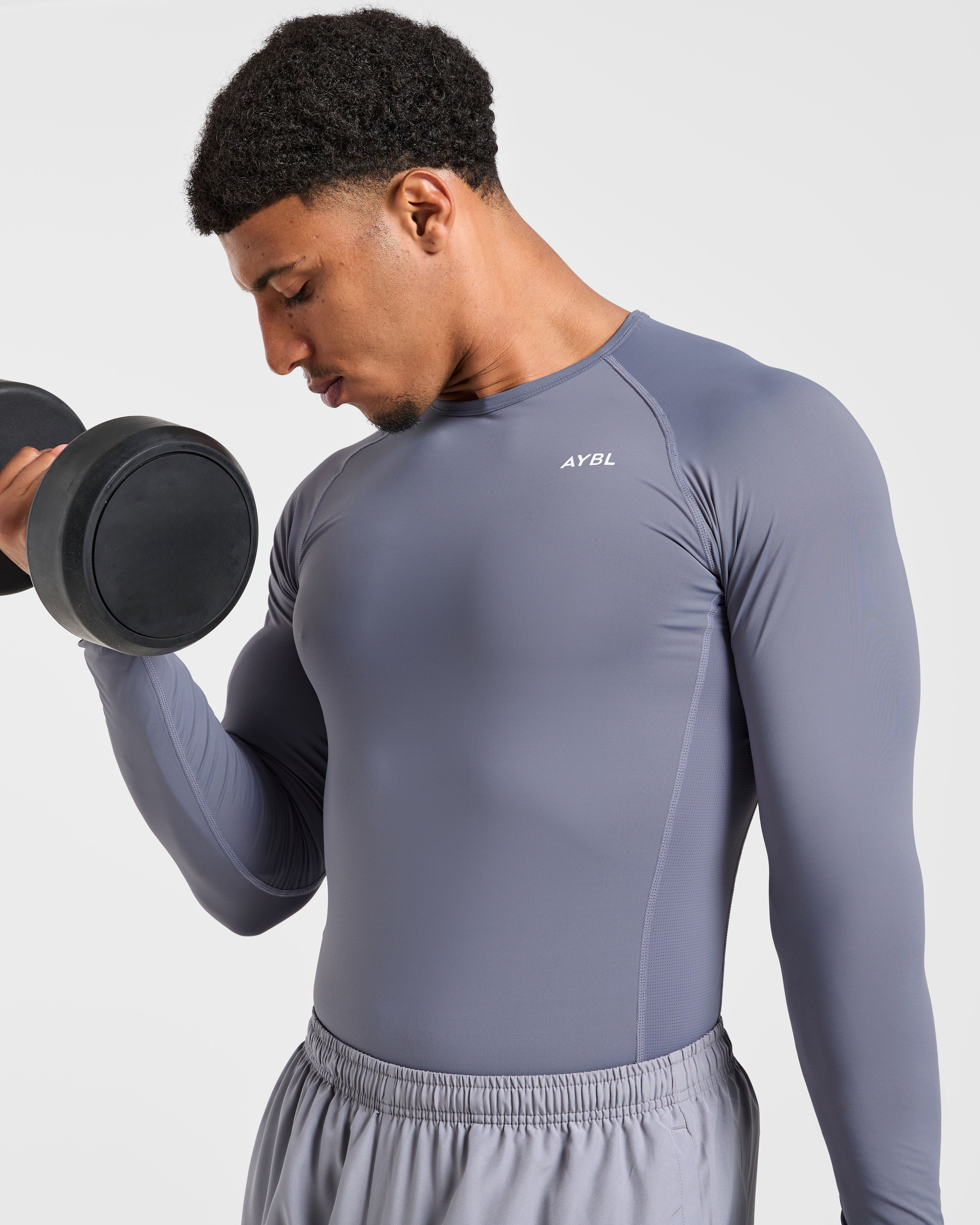 Compression Long Sleeve T Shirt - Slate Grijs