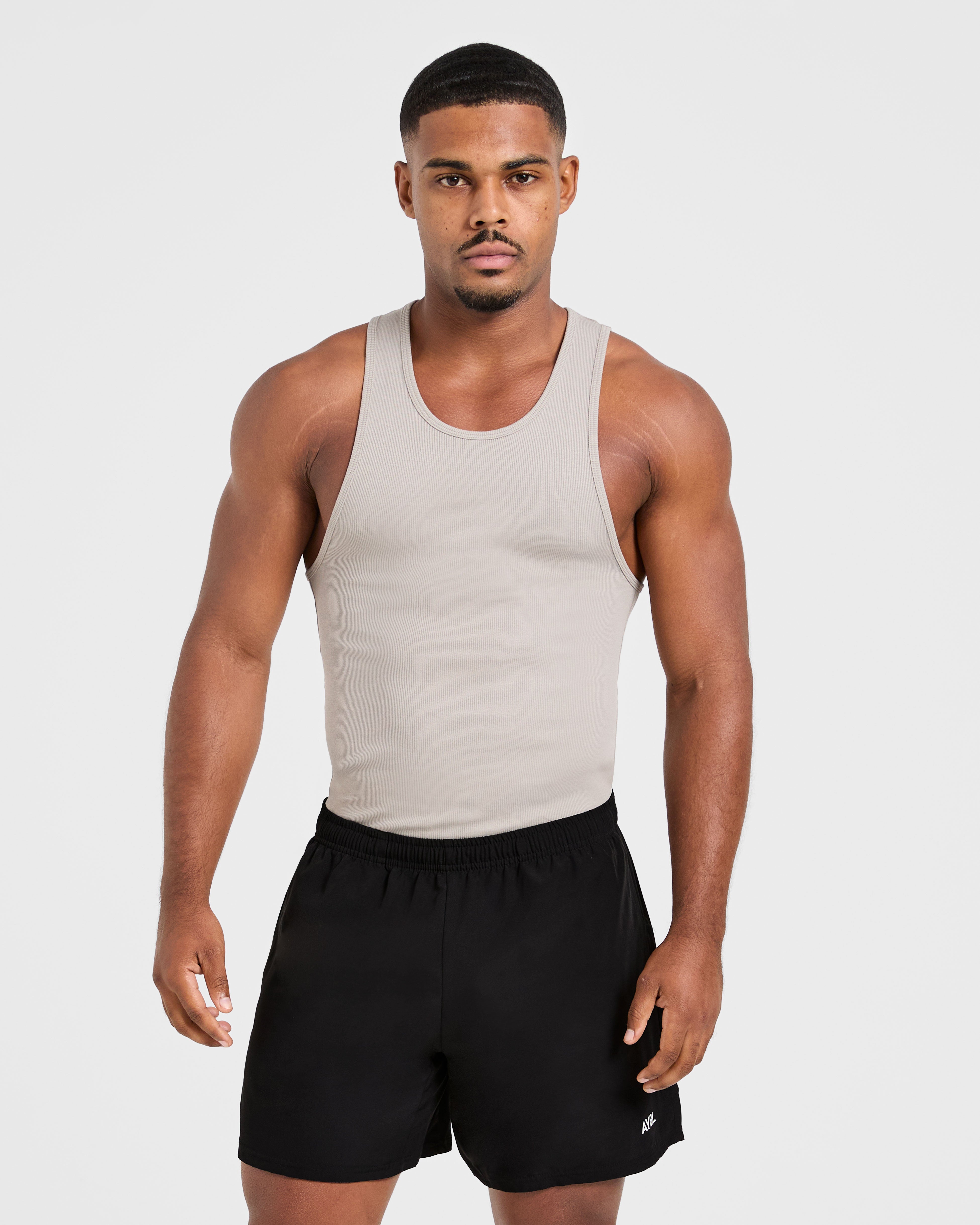 Muscle Ribbed Tank - Cloud Grijs