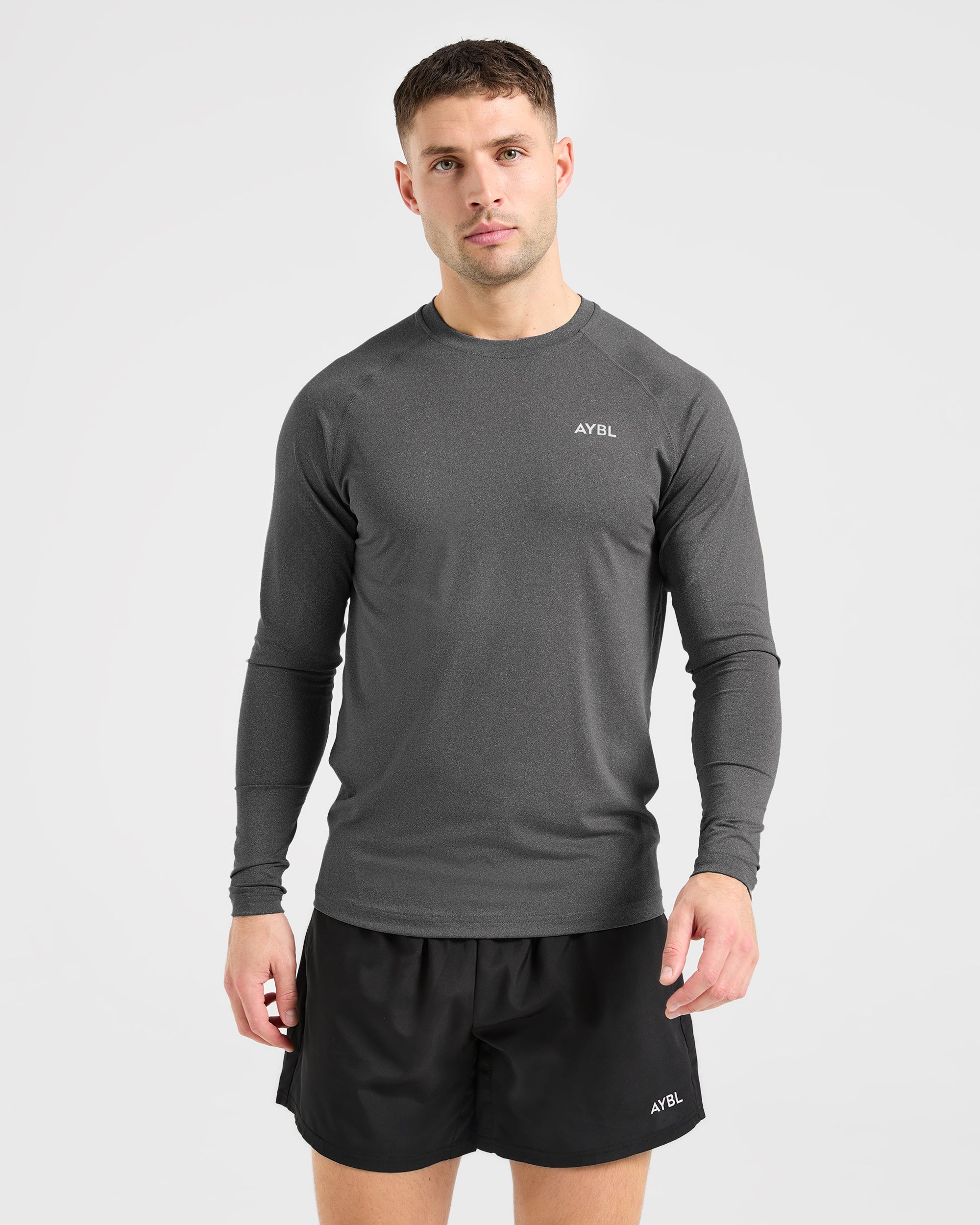 Essential Long Sleeve T Shirt - Grijs Marl