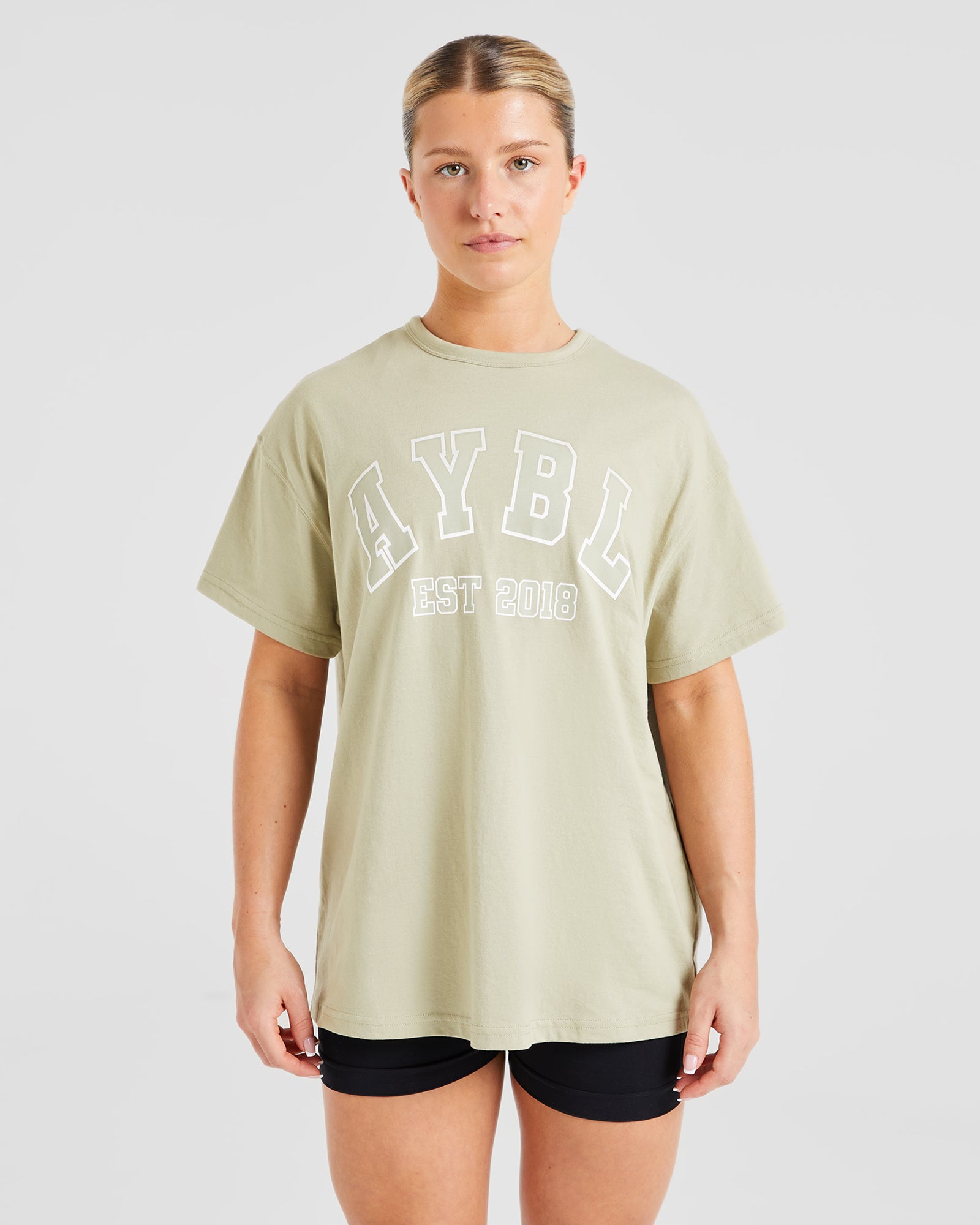 Varsity Oversized T Shirt - Olive Groen