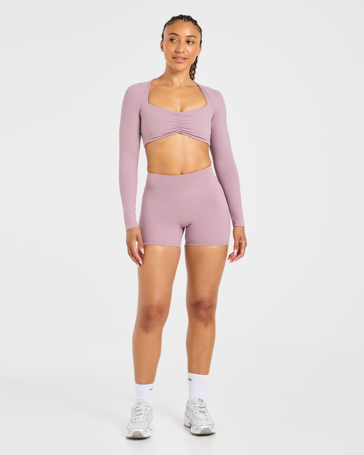 Physique Long Sleeve Crop Top - Dusty Mauve