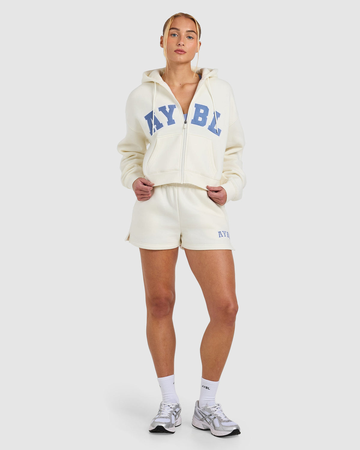 Varsity 2.0 Boxy Zip Up Hoodie - Off Wit