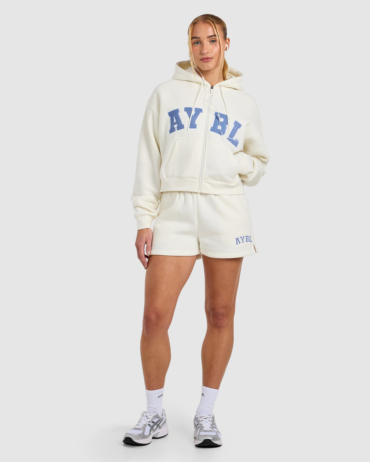 Varsity 2.0 Boxy Zip Up Hoodie - Off Wit