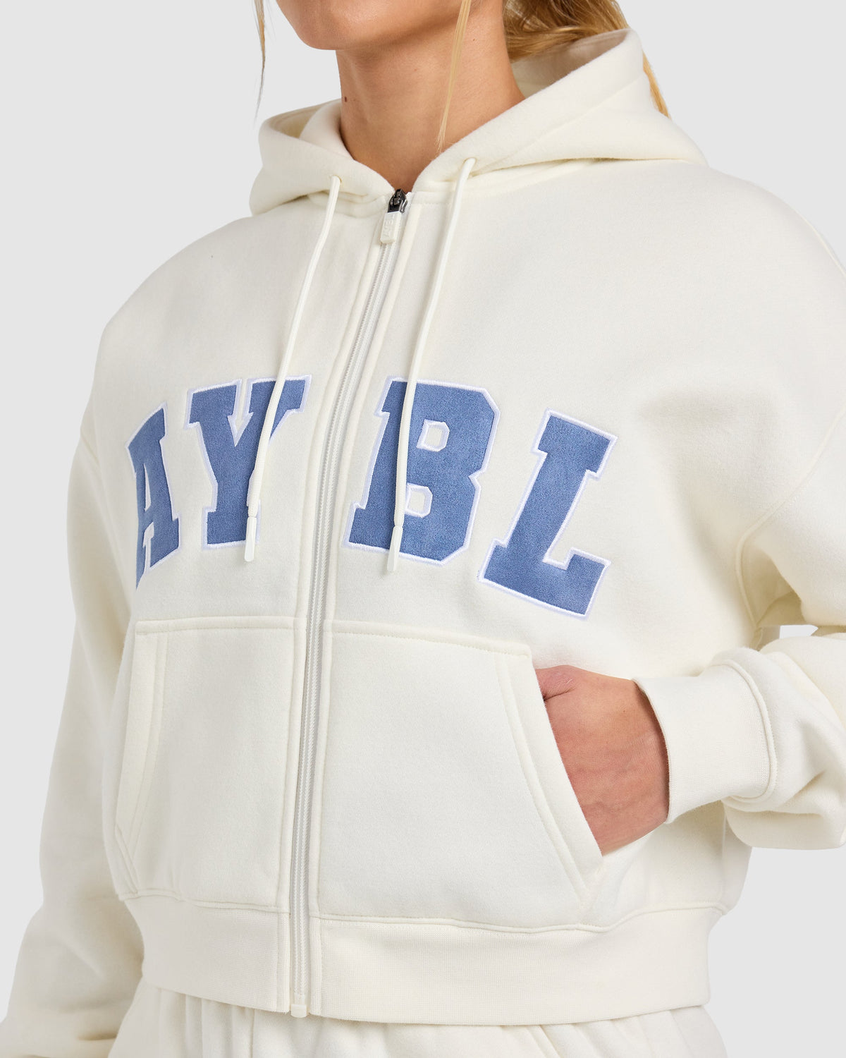 Varsity 2.0 Boxy Zip Up Hoodie - Off Wit