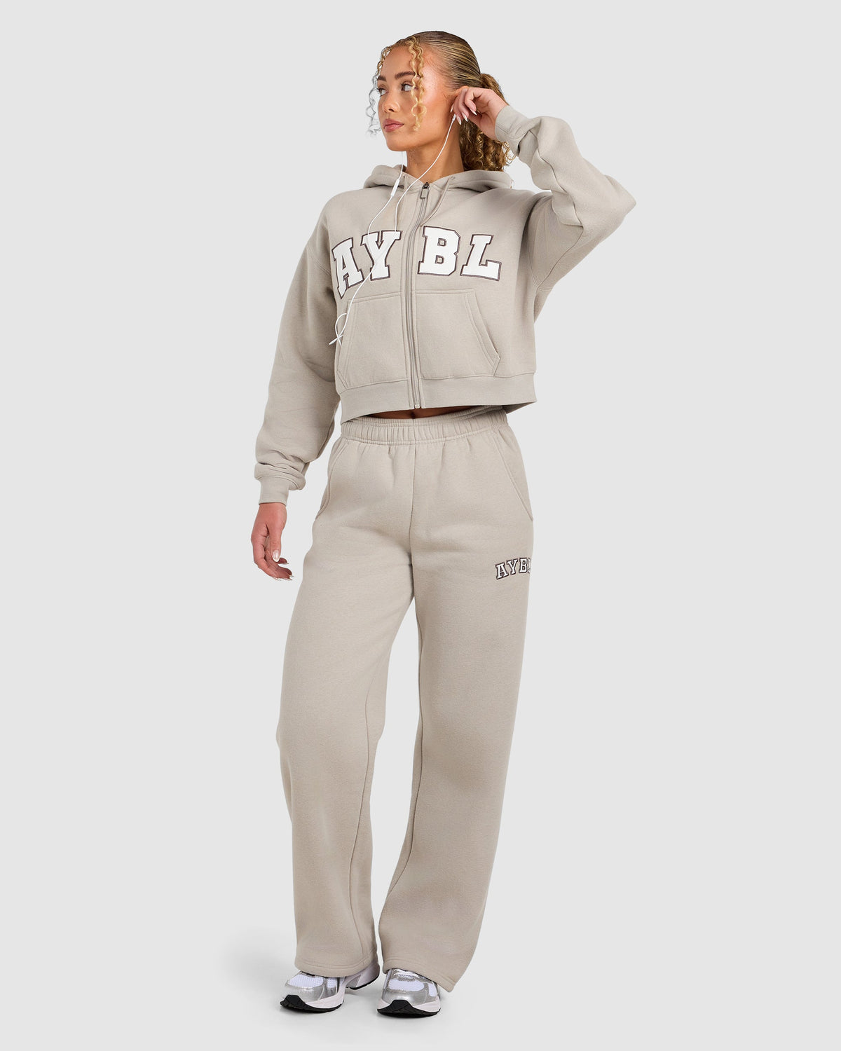 Varsity 2.0 Boxy Zip Up Hoodie - Taupe