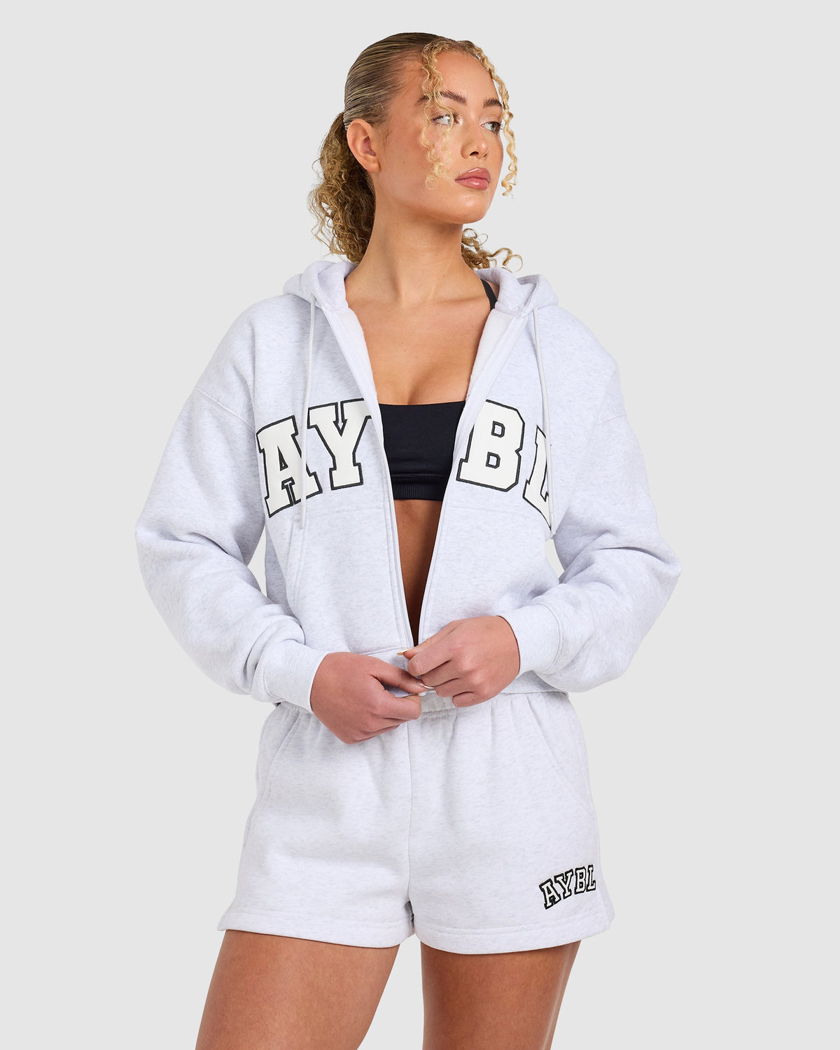 Varsity 2.0 Boxy Zip Up Hoodie - Heather Grijs