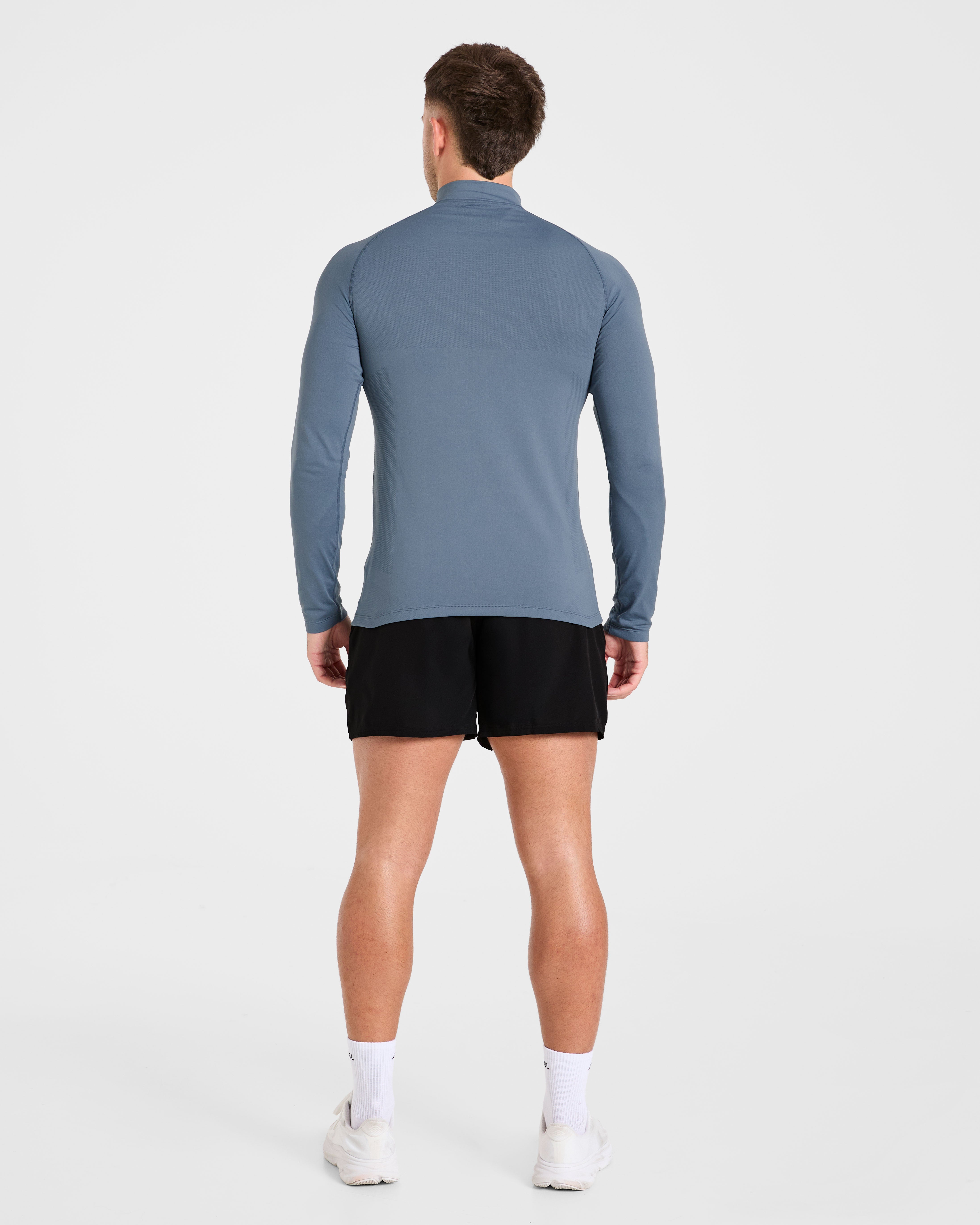 Essential Seamless 1/4 Zip Pullover  - Slate Blauw