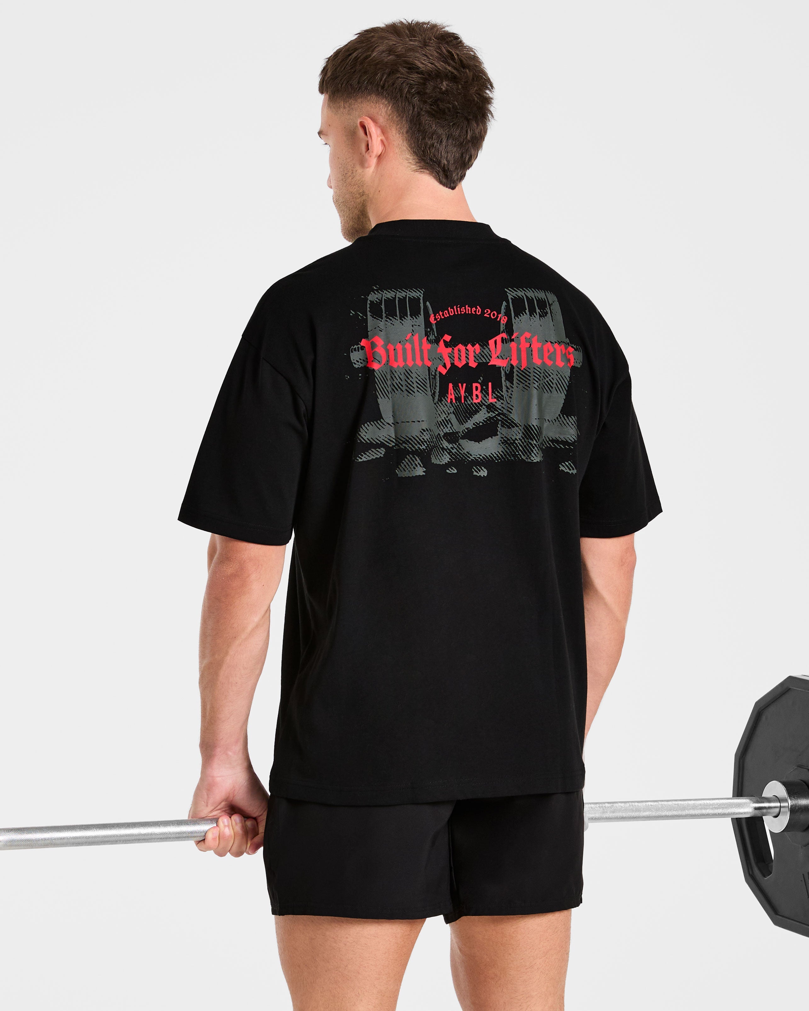 Built for Lifters Oversized T Shirt - Zwart/Rood