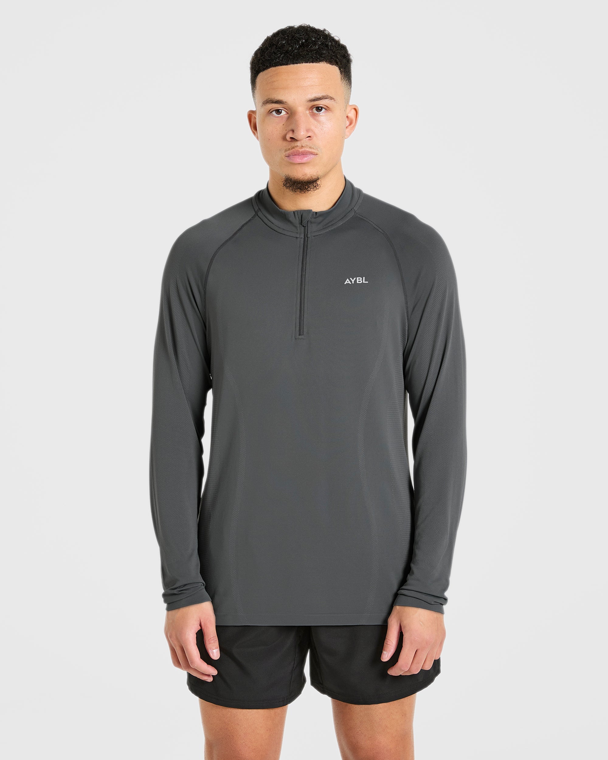 Attain Seamless 1/2 Zip Pullover - Storm Grijs