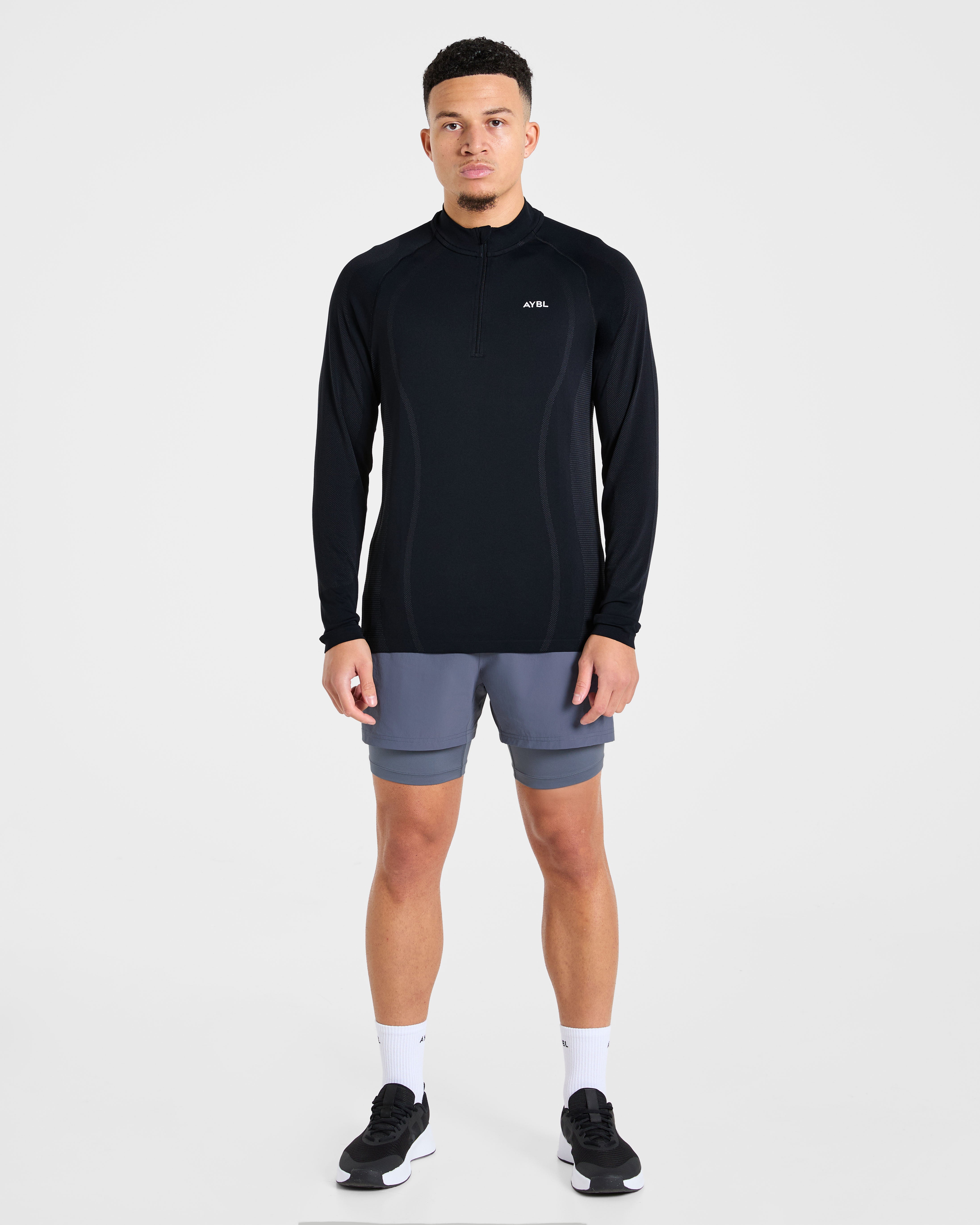 Attain Seamless 1/2 Zip Pullover - Zwart