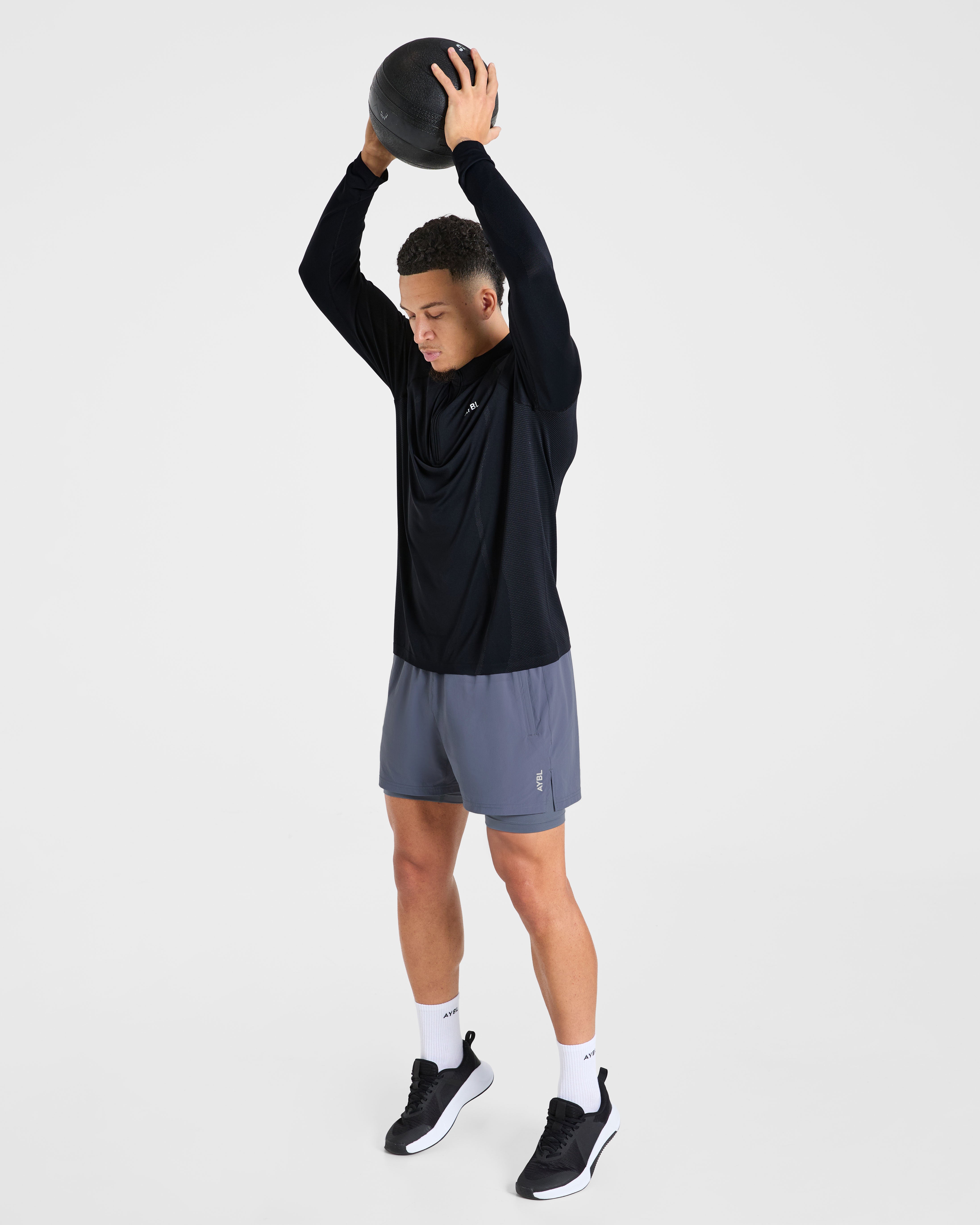 Attain Seamless 1/2 Zip Pullover - Zwart