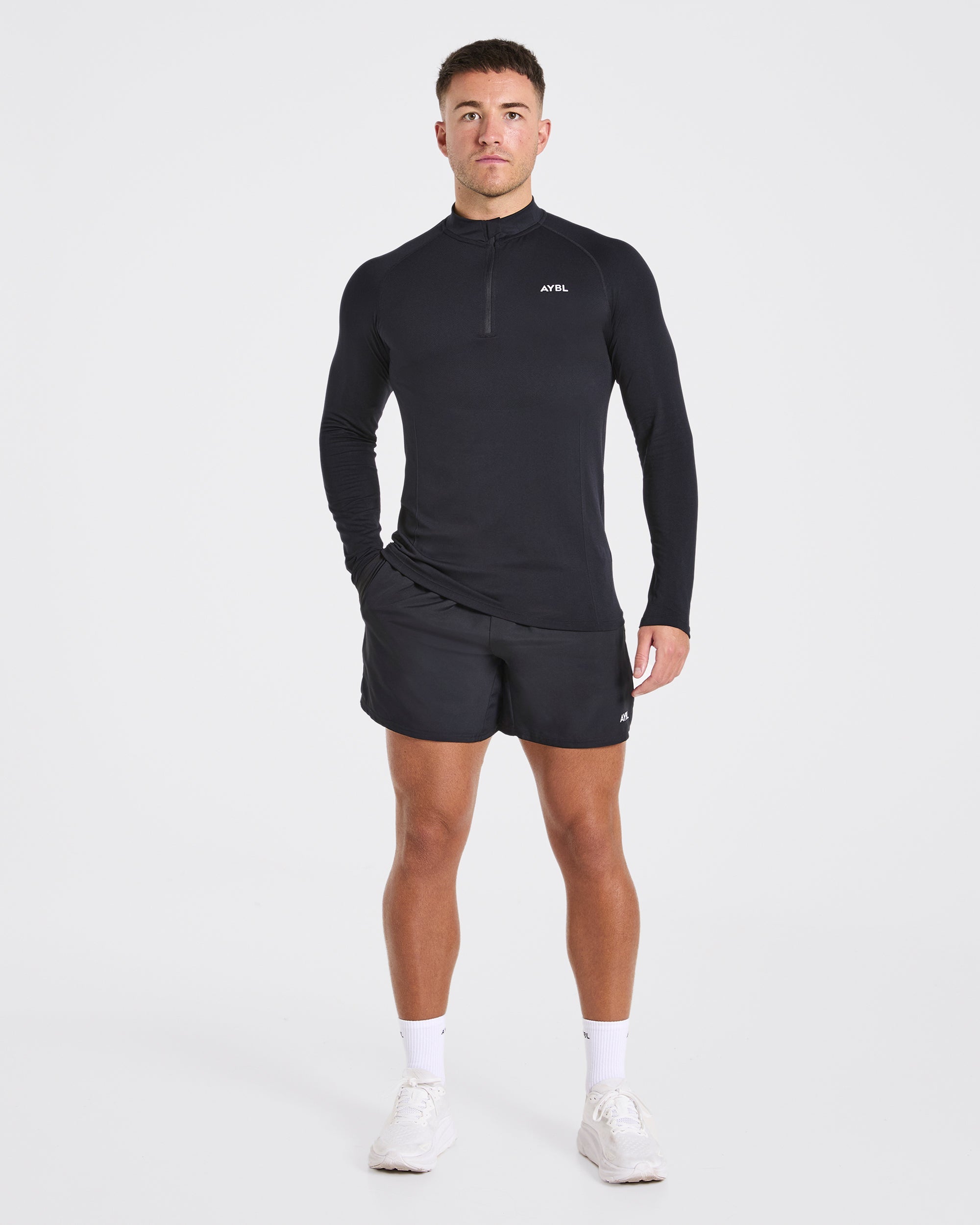 Essential Seamless 1/4 Zip Pullover - Zwart