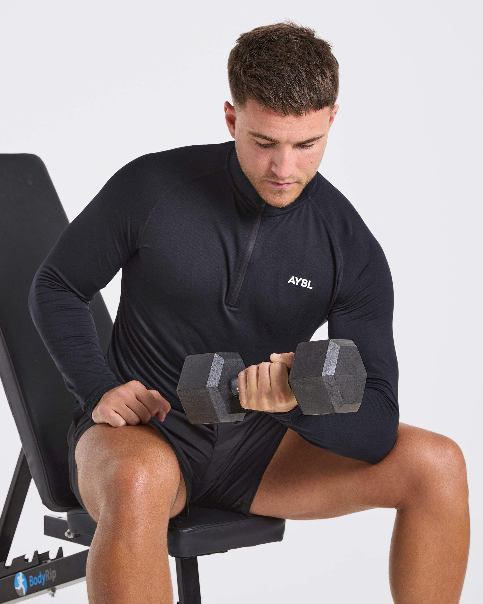 Essential Seamless 1/4 Zip Pullover - Zwart
