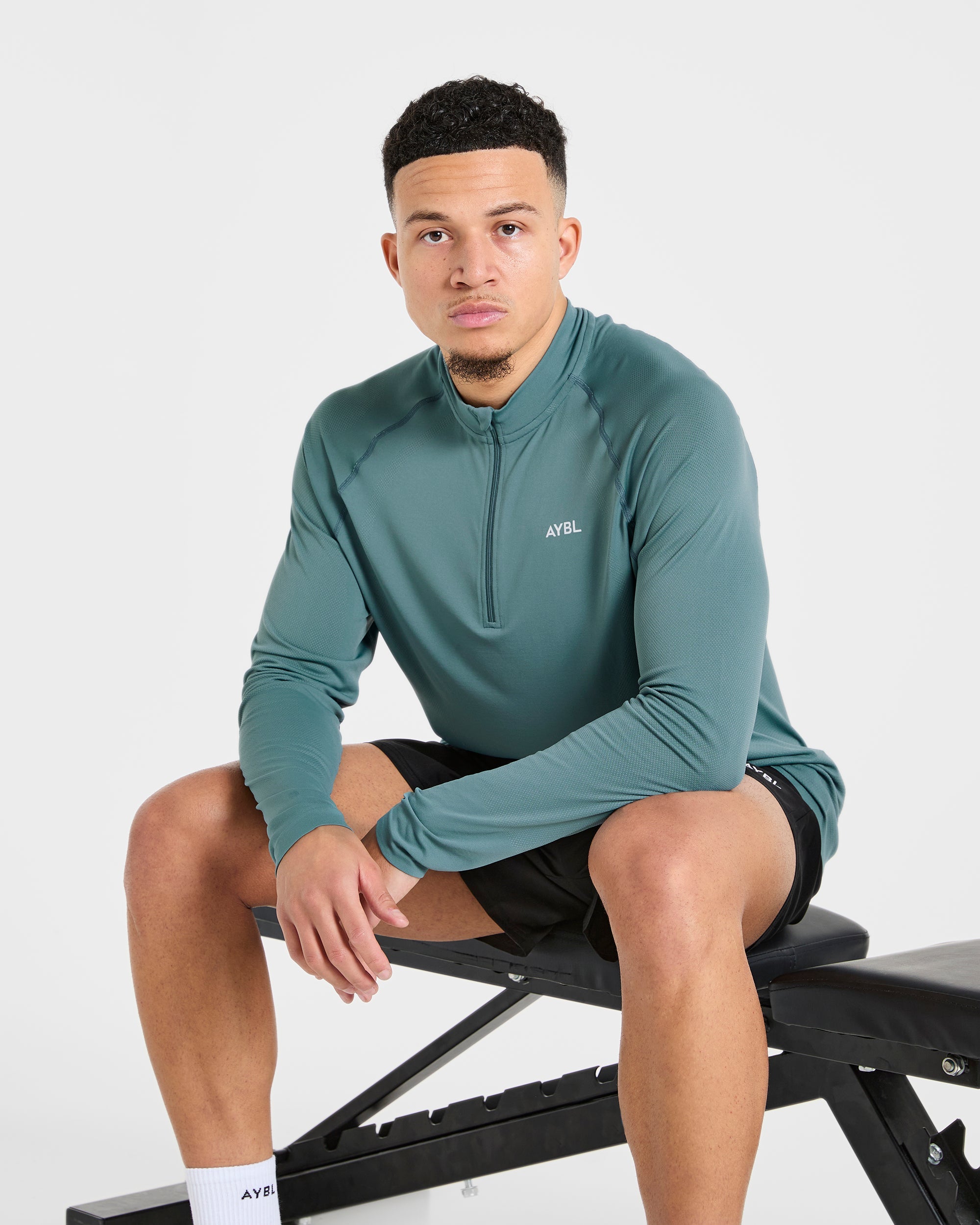 Attain Seamless 1/2 Zip Pullover - Titan Blauw