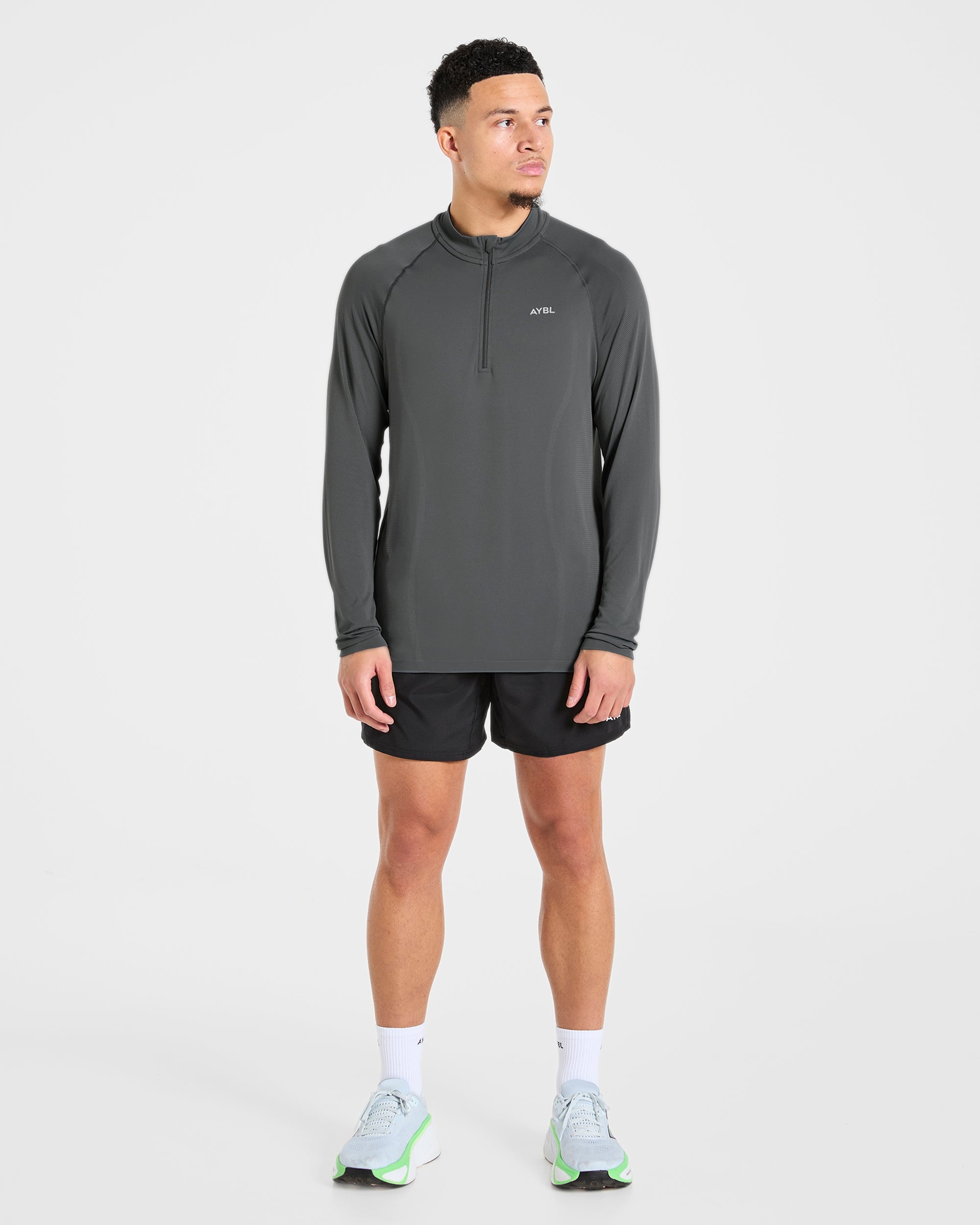 Attain Seamless 1/2 Zip Pullover - Storm Grijs