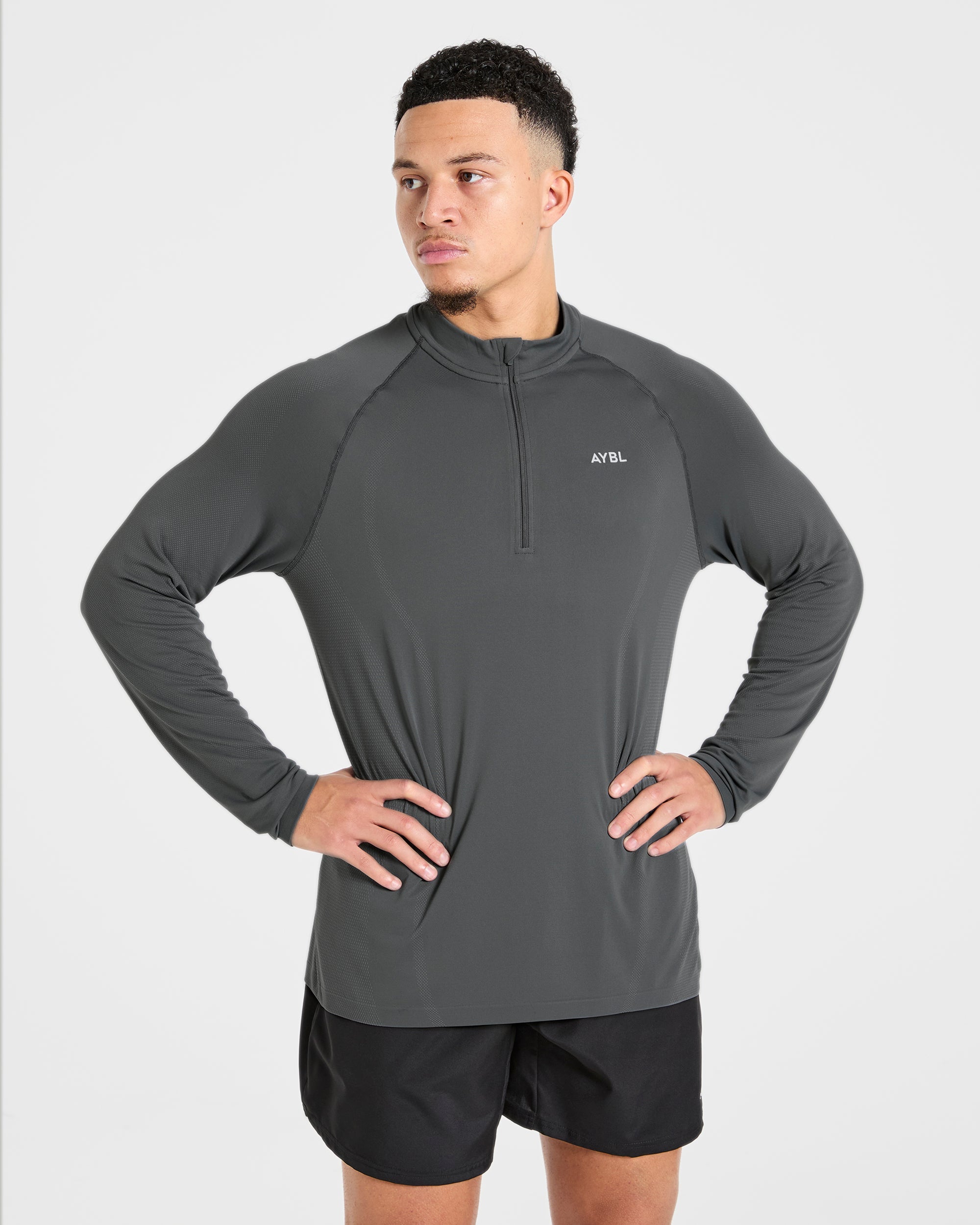 Attain Seamless 1/2 Zip Pullover - Storm Grijs