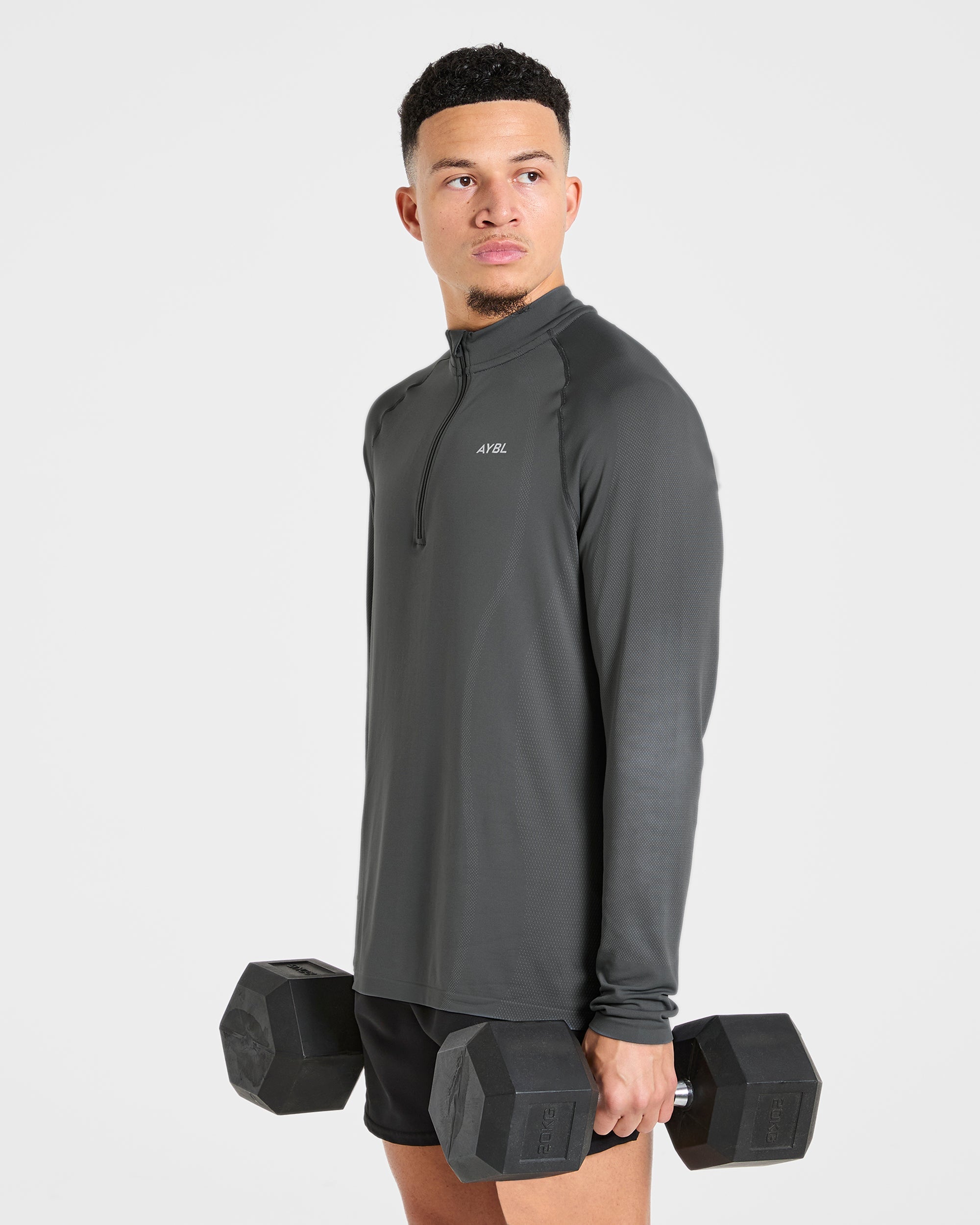 Attain Seamless 1/2 Zip Pullover - Storm Grijs
