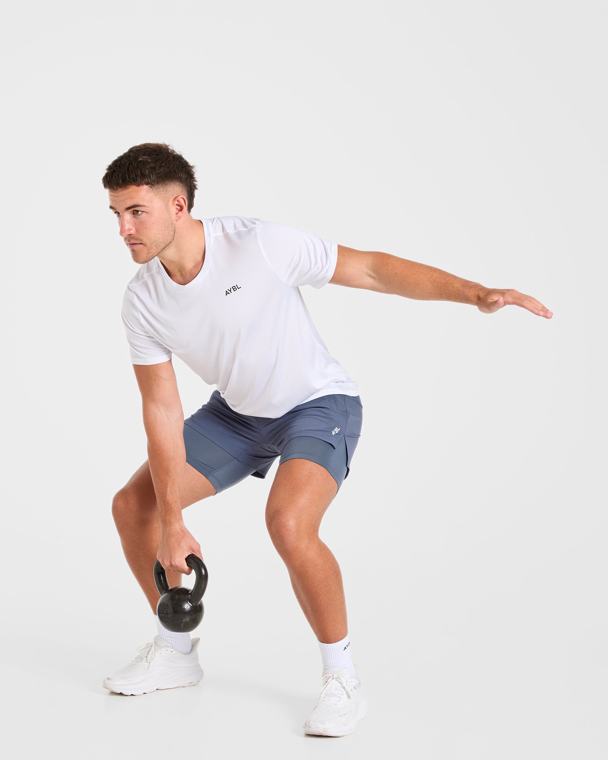 Signature 2 in 1 Shorts - Steel Blauw
