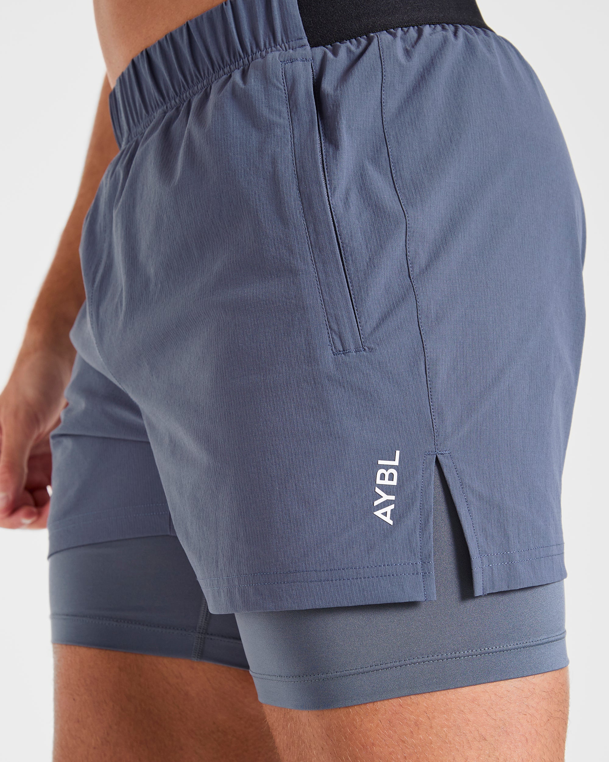 Signature 2 in 1 Shorts - Steel Blauw