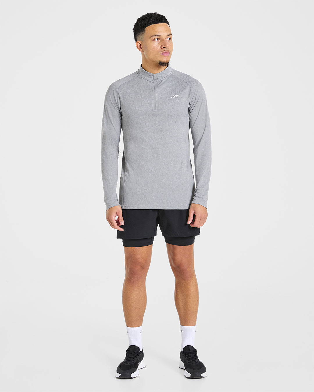 Essential Seamless 1/4 Zip Pullover - Grijs Marl
