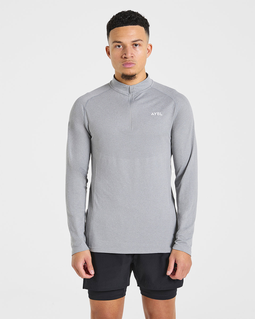 Essential Seamless 1/4 Zip Pullover - Grijs Marl
