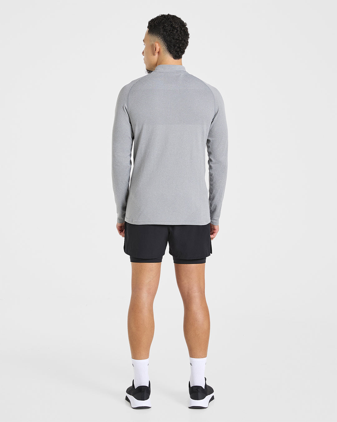 Essential Seamless 1/4 Zip Pullover - Grijs Marl