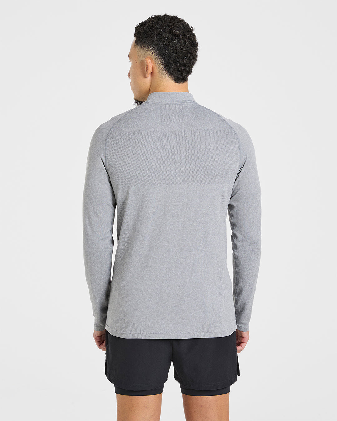 Essential Seamless 1/4 Zip Pullover - Grijs Marl