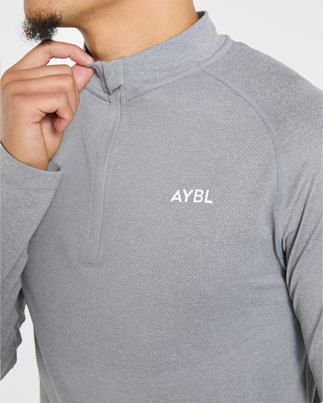 Essential Seamless 1/4 Zip Pullover - Grijs Marl