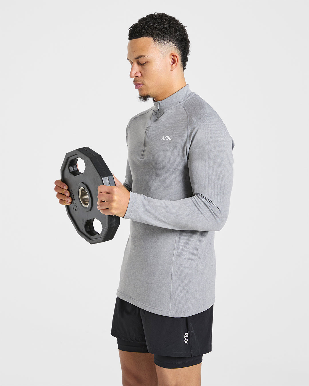 Essential Seamless 1/4 Zip Pullover - Grijs Marl