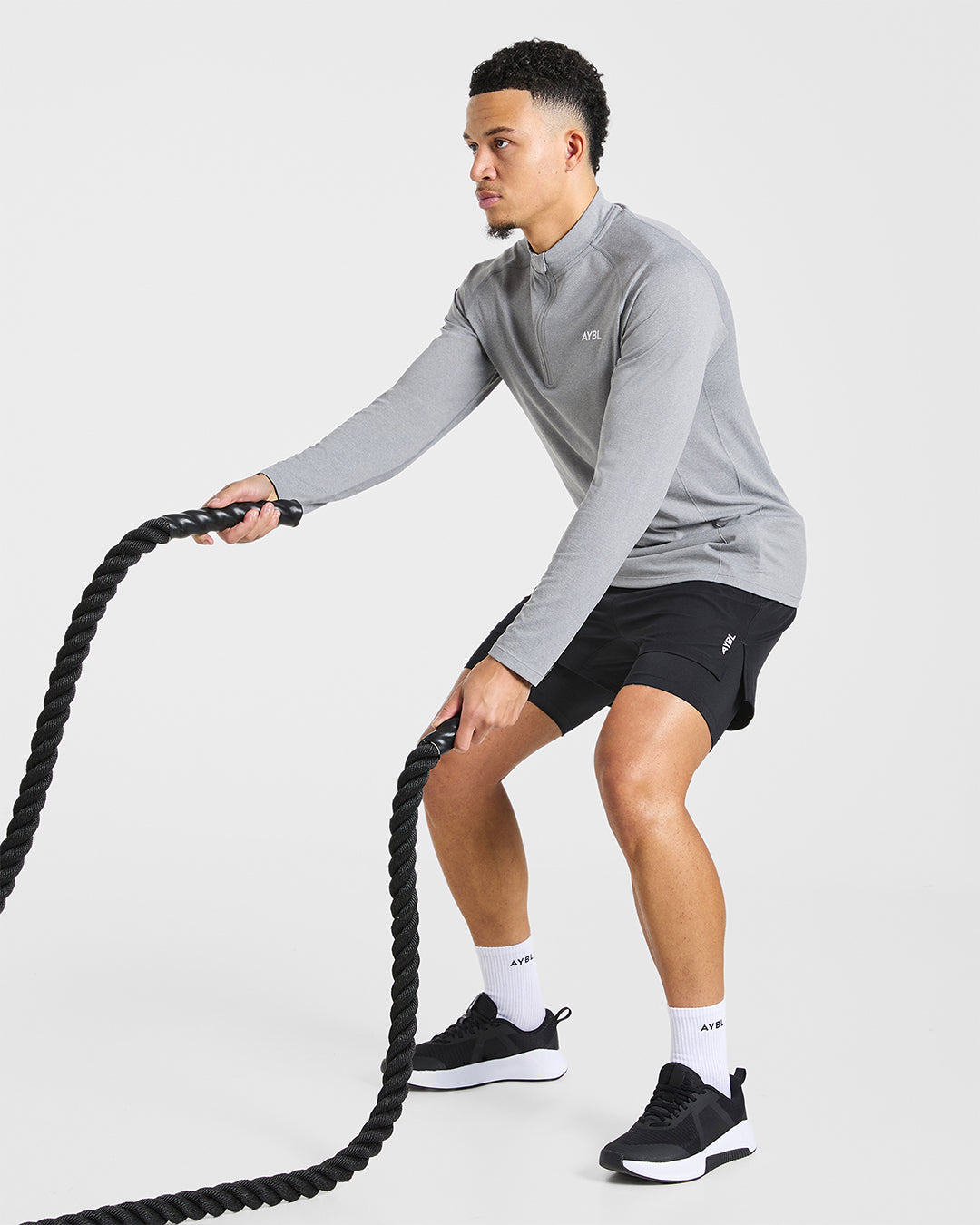Essential Seamless 1/4 Zip Pullover - Grijs Marl