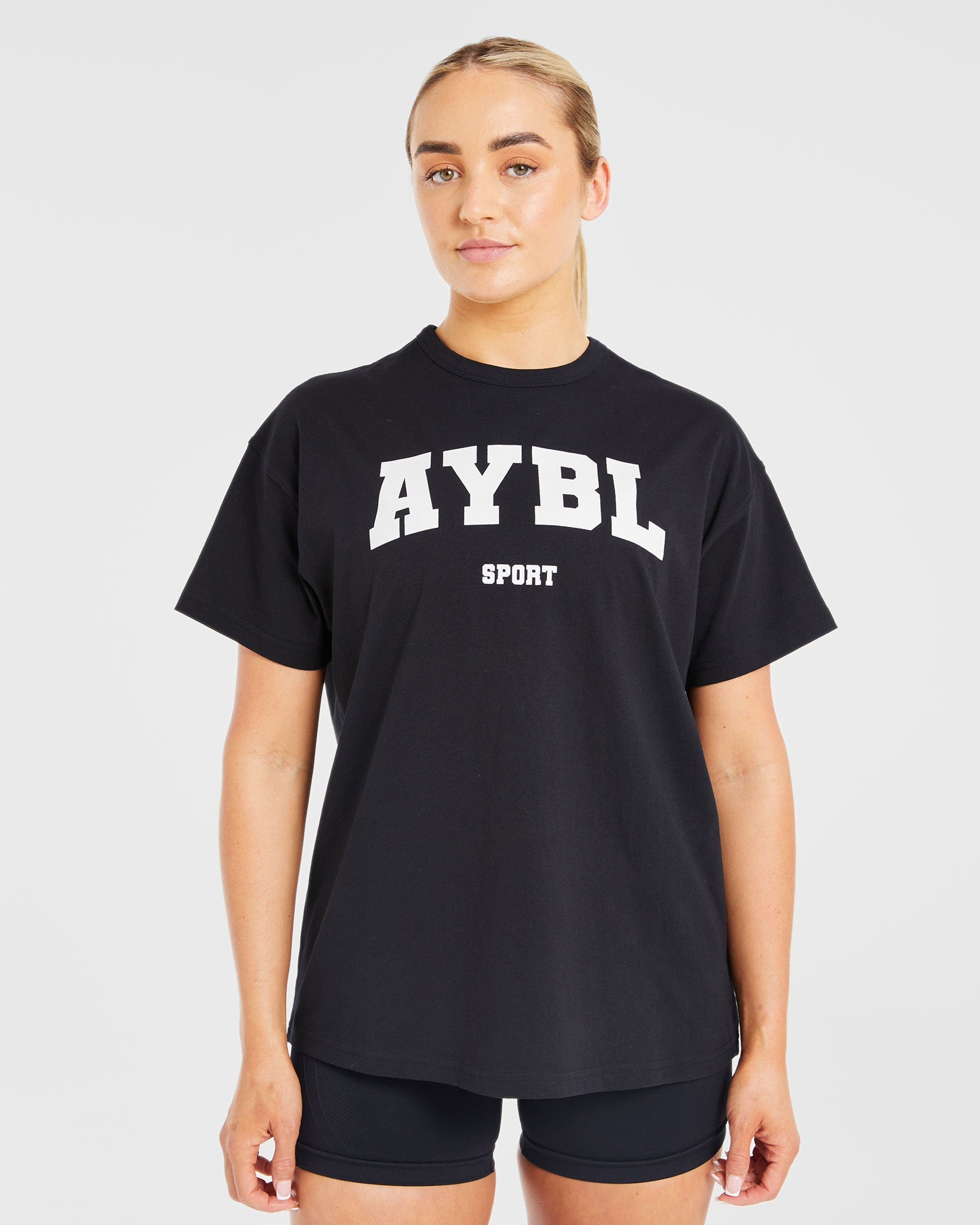 Classic Varsity Oversized T Shirt - Zwart