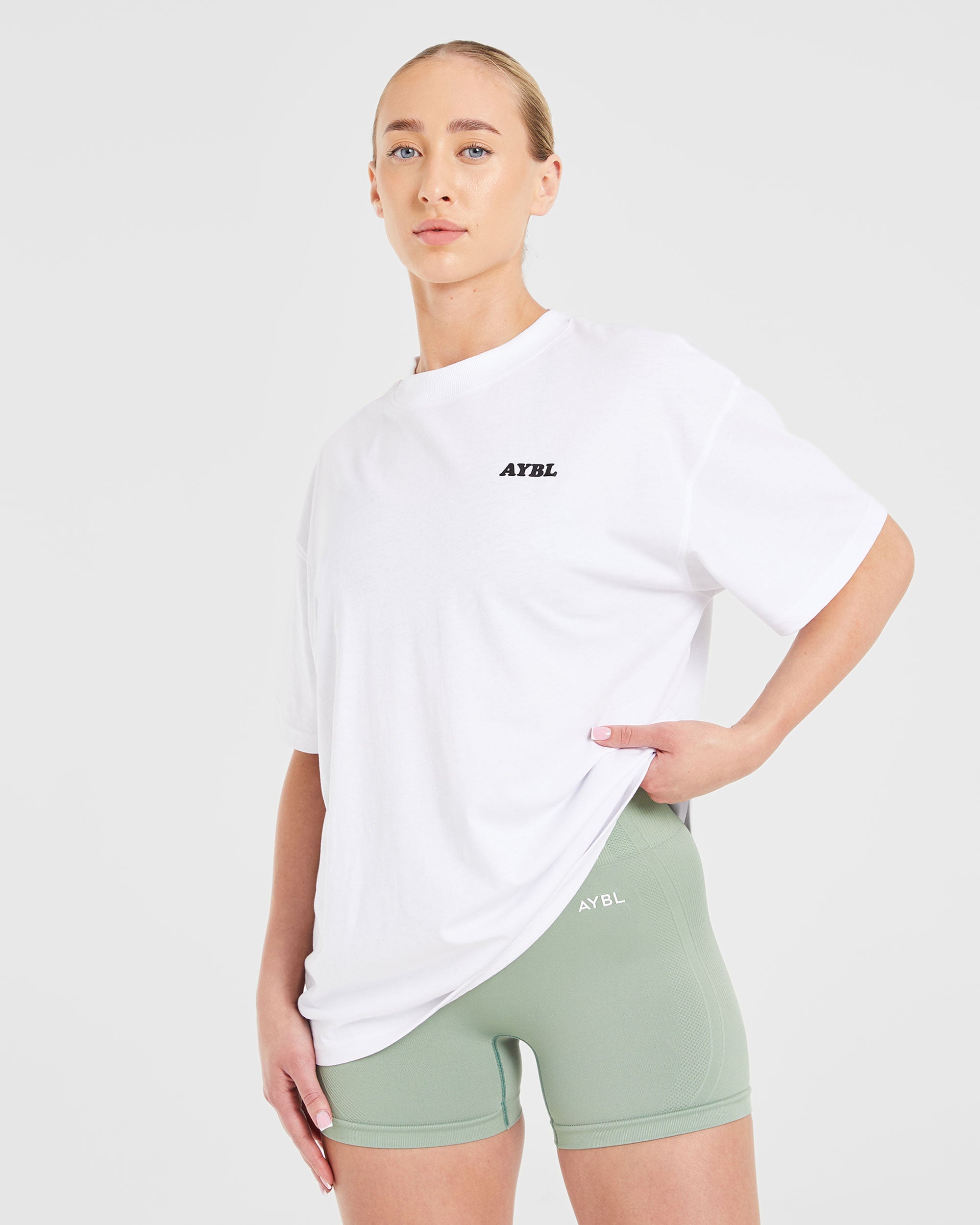 Sports Club Wavy Oversized T Shirt - Wit