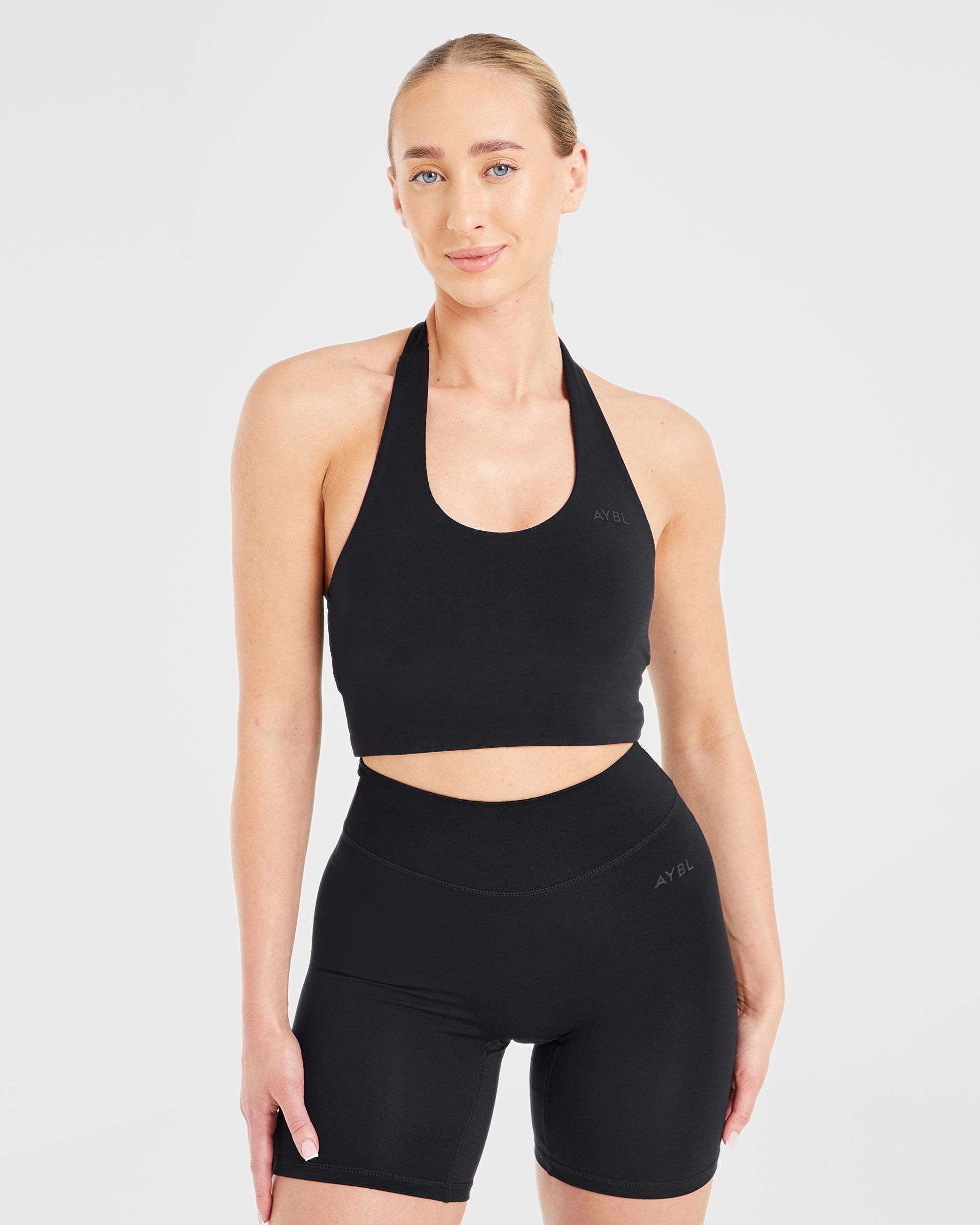 Staple Halterneck Crop Top - Zwart