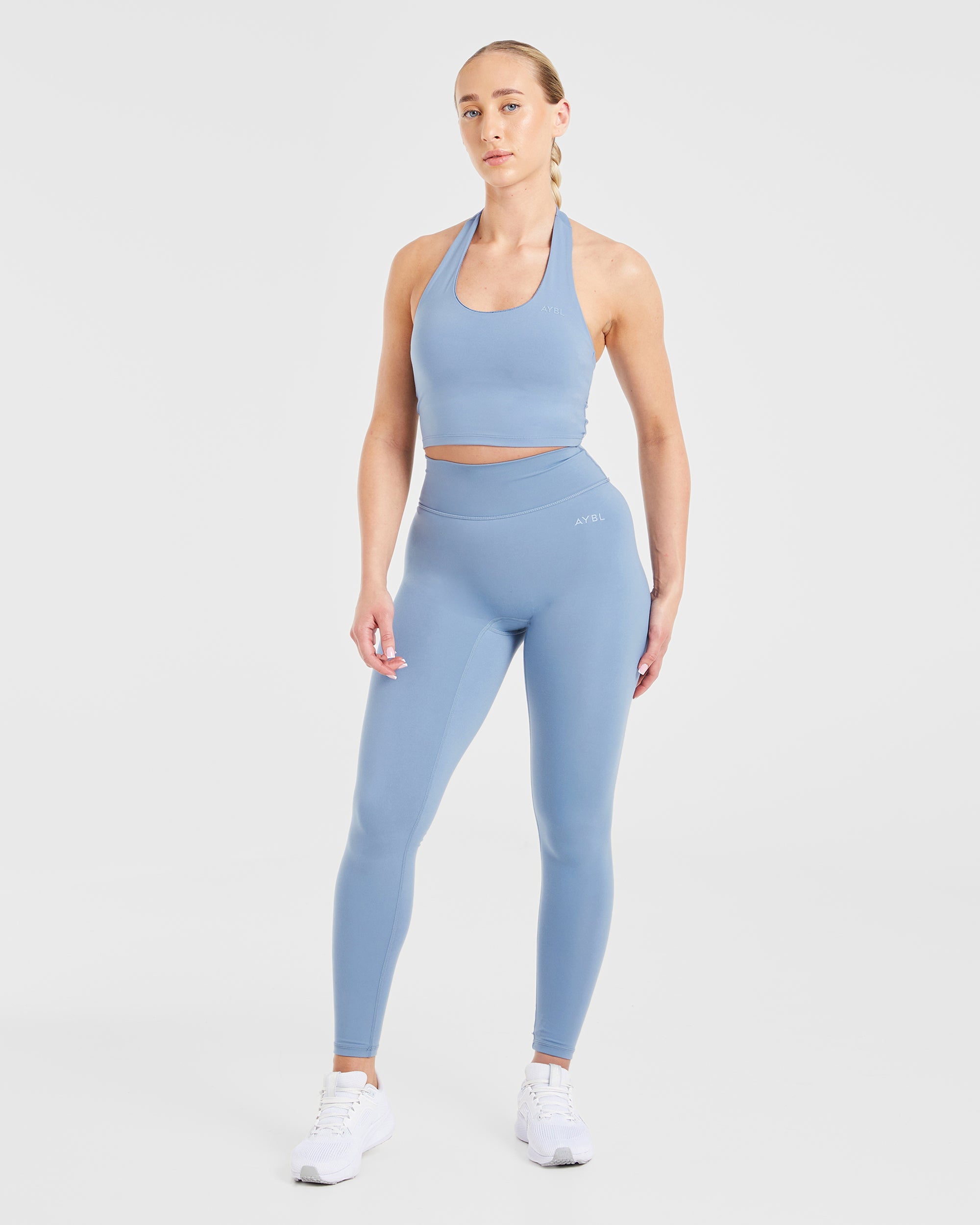 Staple Halterneck Crop Top - Slate Blauw