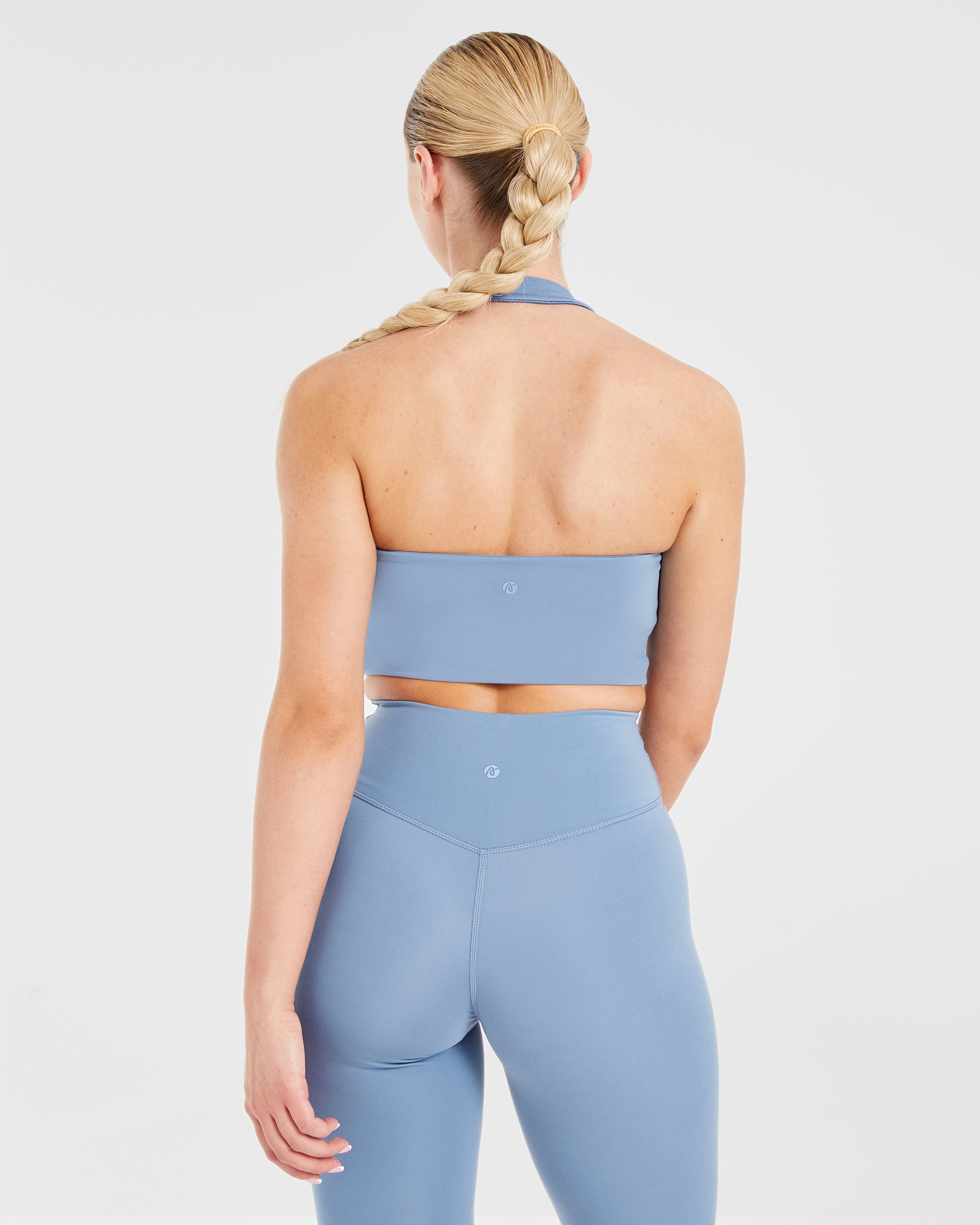 Staple Halterneck Crop Top - Slate Blauw