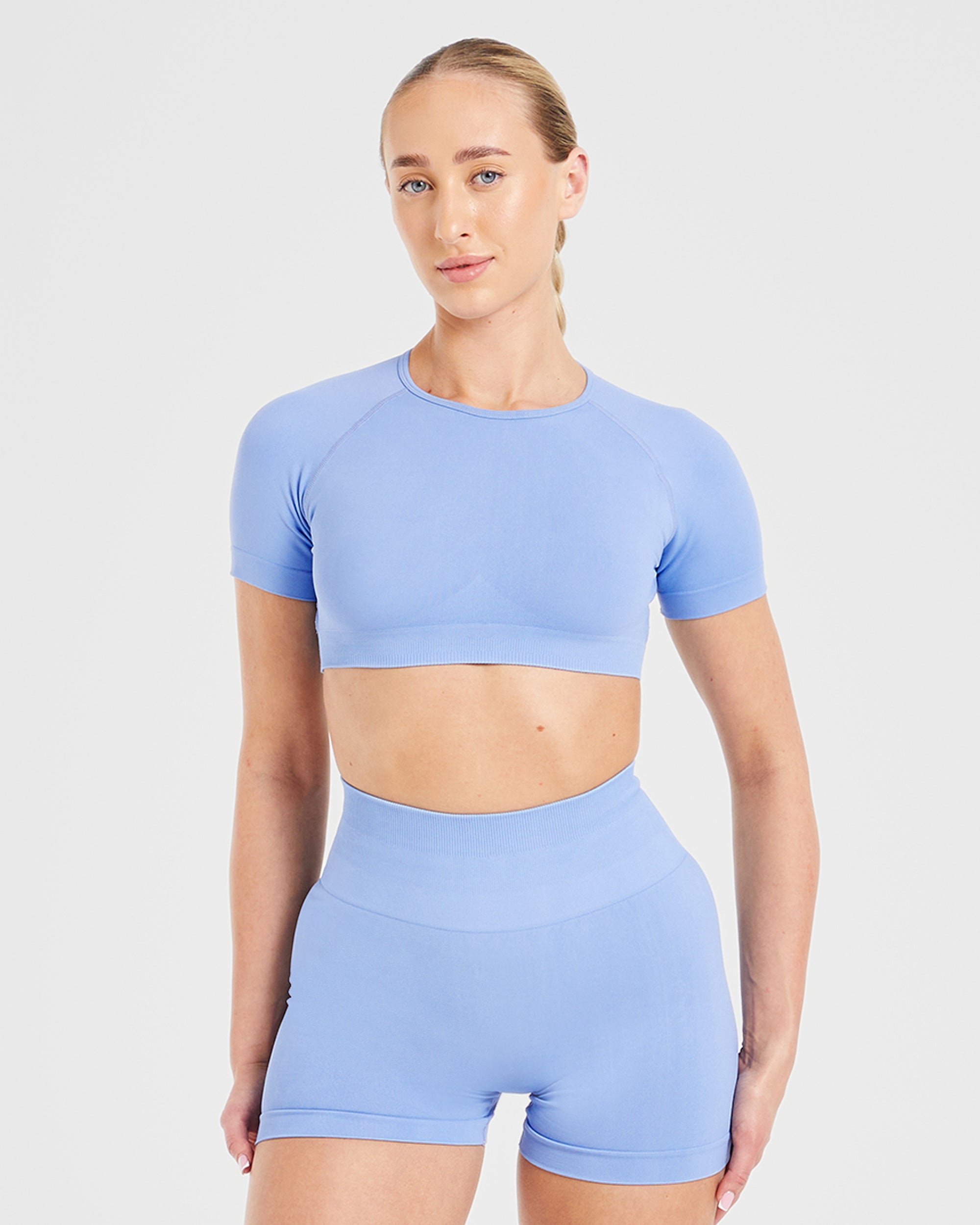 Power Seamless Crop Top - Blauw