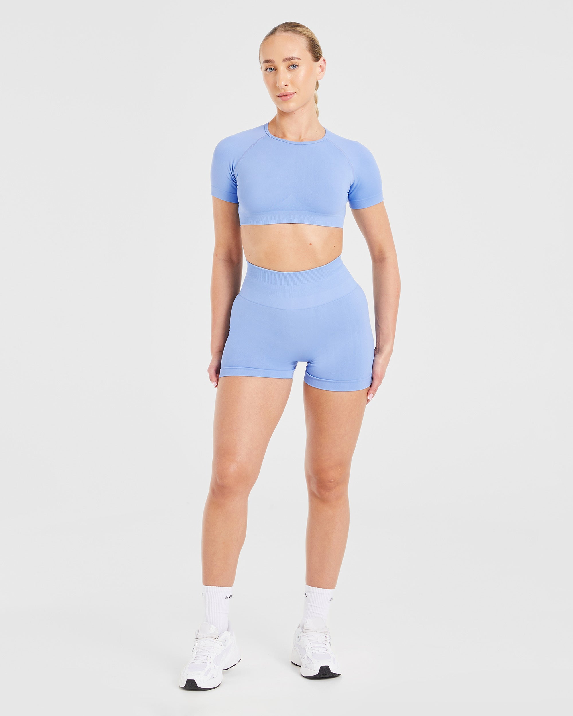 Power Seamless Crop Top - Blauw