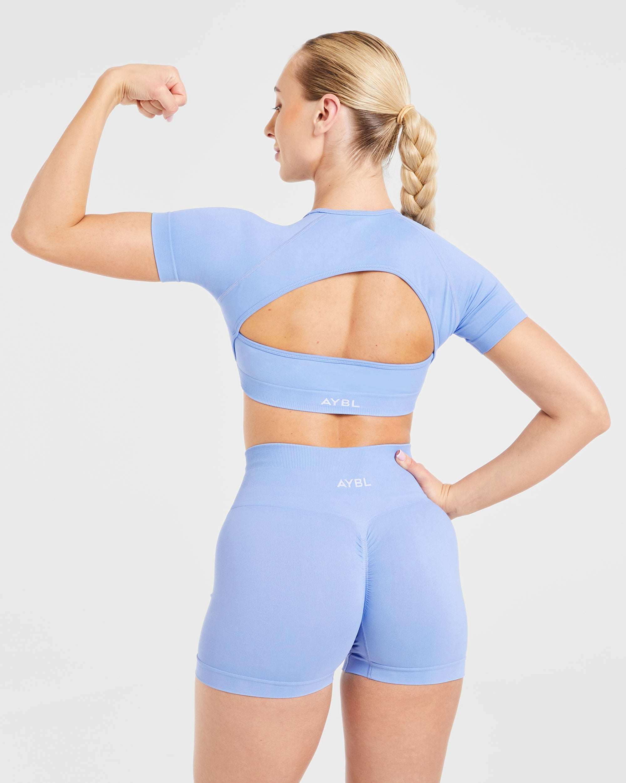 Power Seamless Crop Top - Blauw