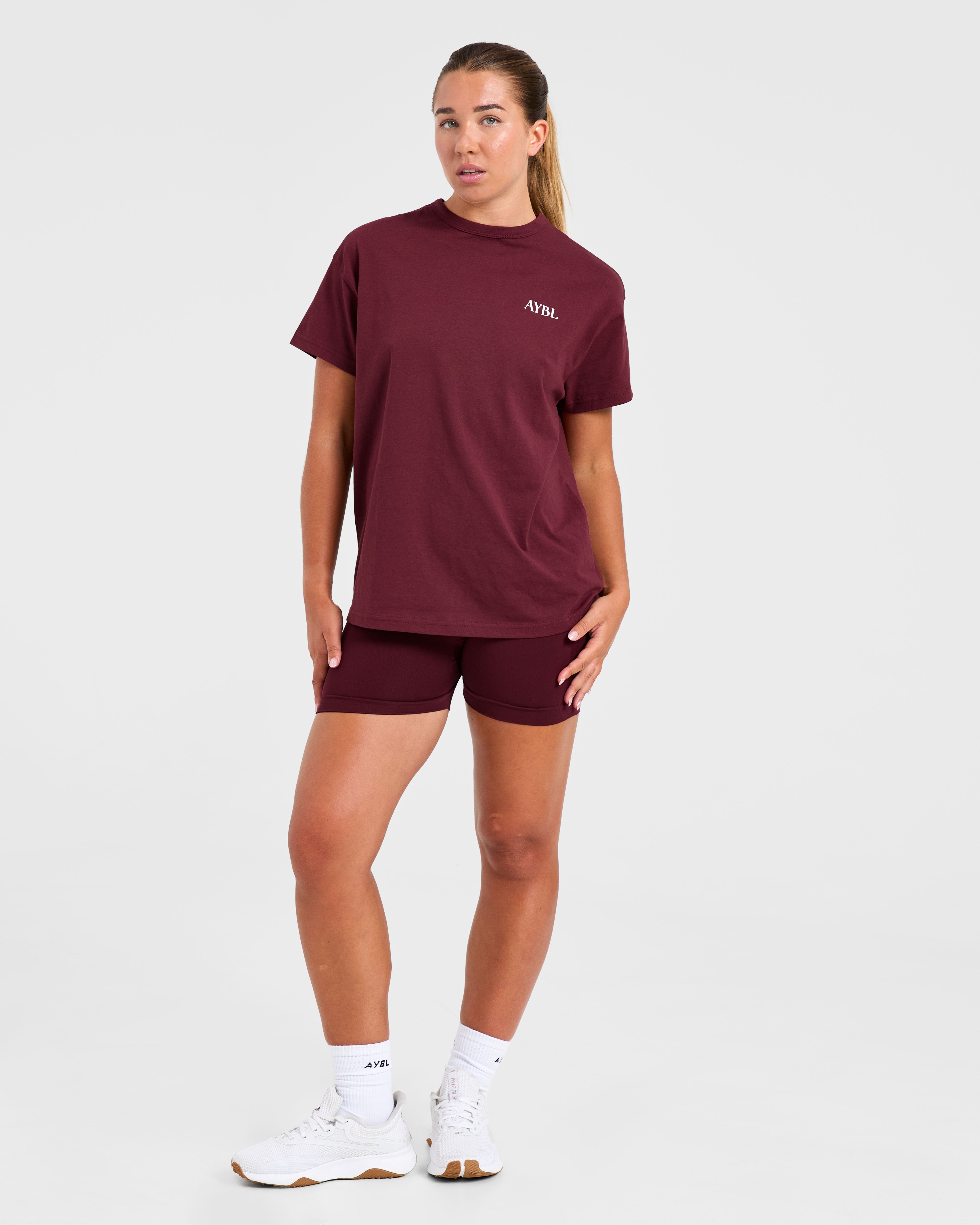 Athletics Club Oversized T Shirt - Rood Wine/Roze