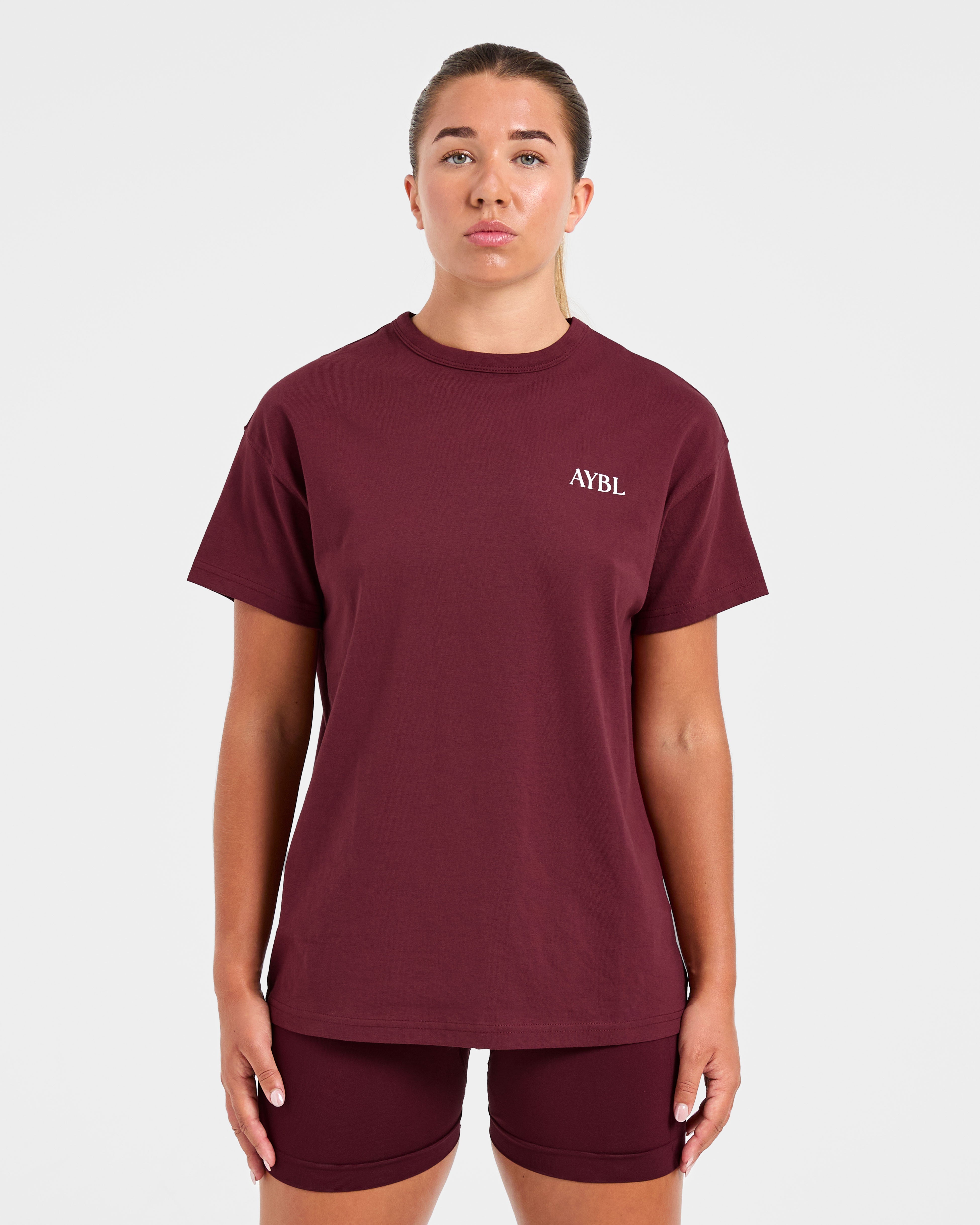 Athletics Club Oversized T Shirt - Rood Wine/Roze
