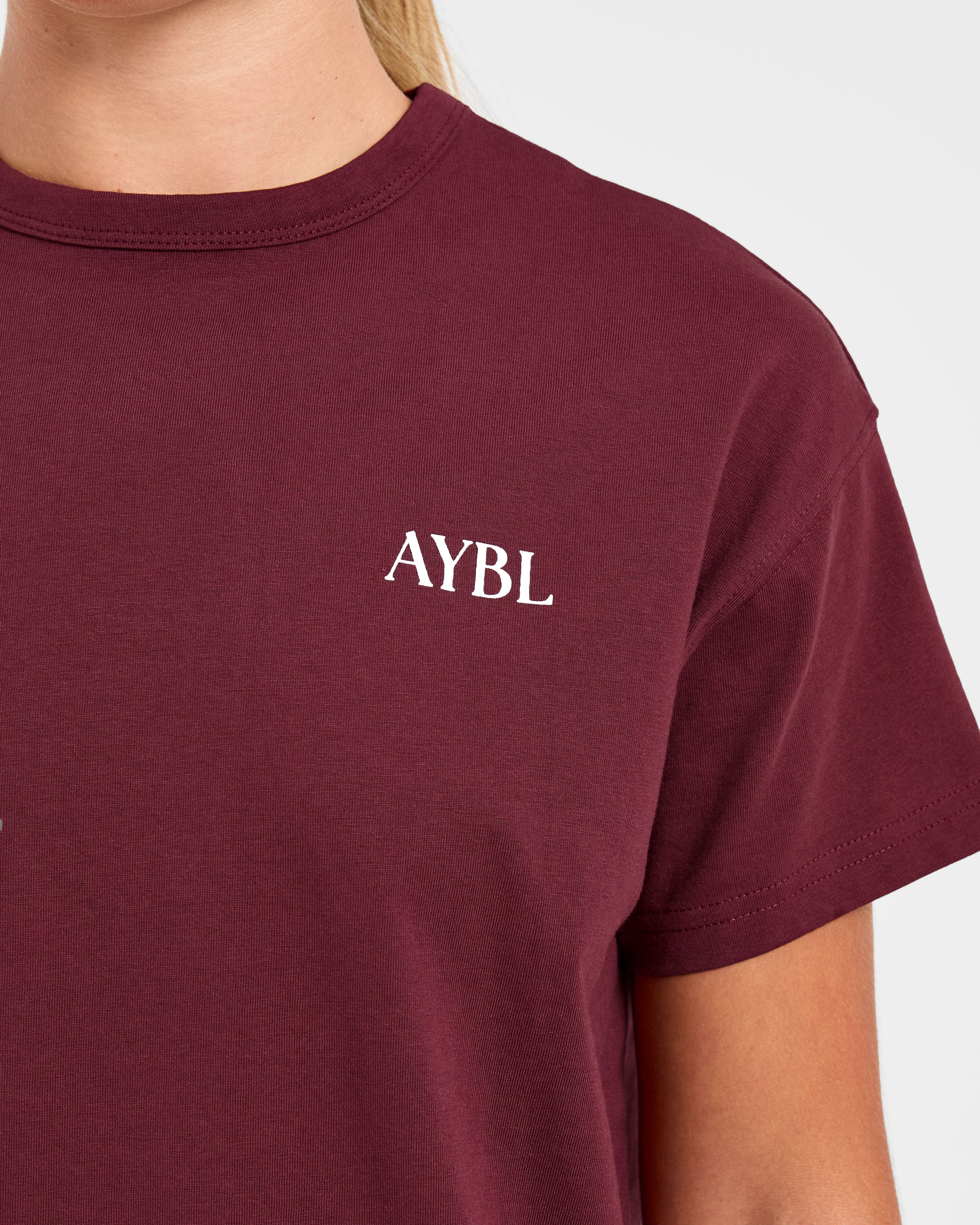 Athletics Club Oversized T Shirt - Rood Wine/Roze