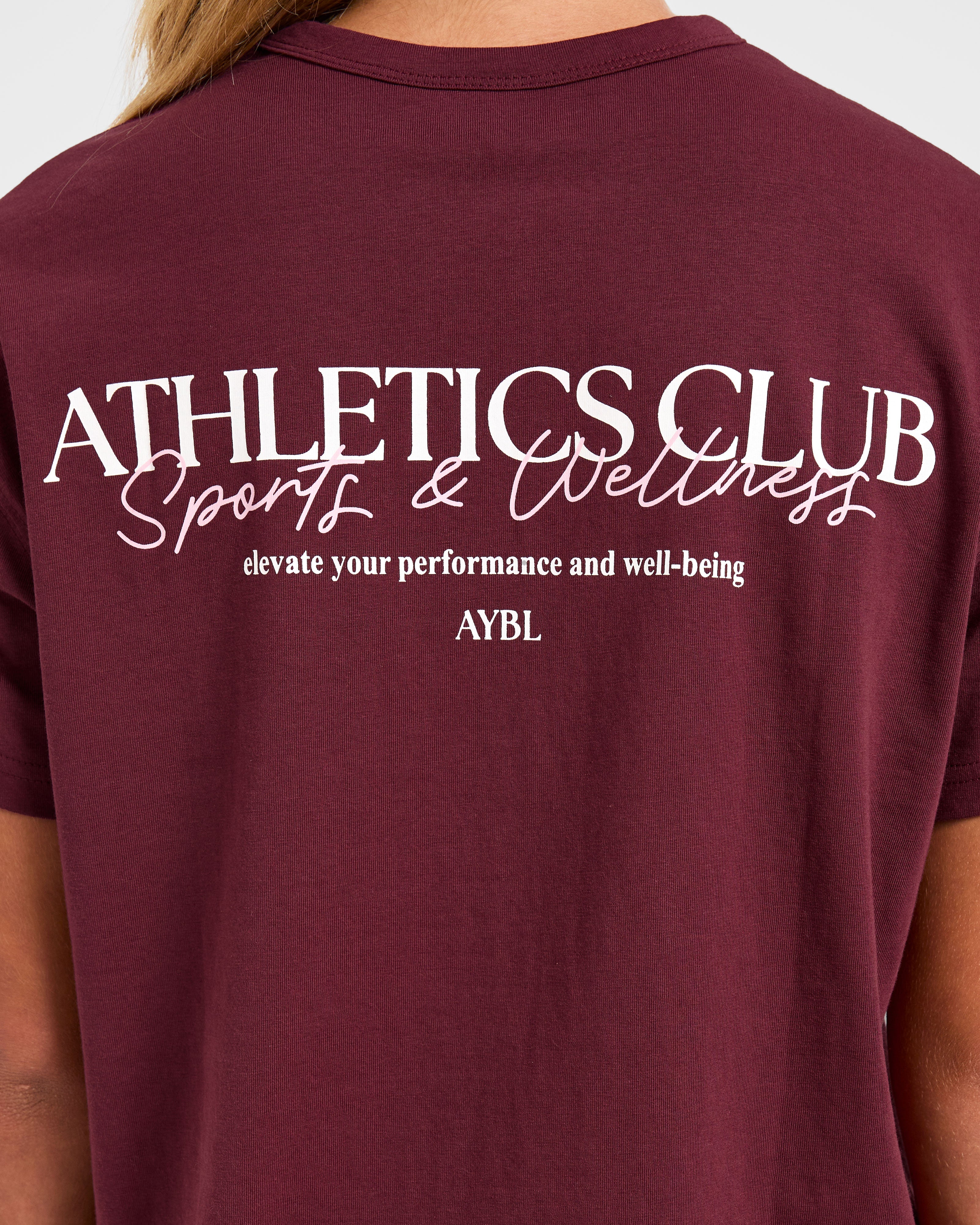 Athletics Club Oversized T Shirt - Rood Wine/Roze