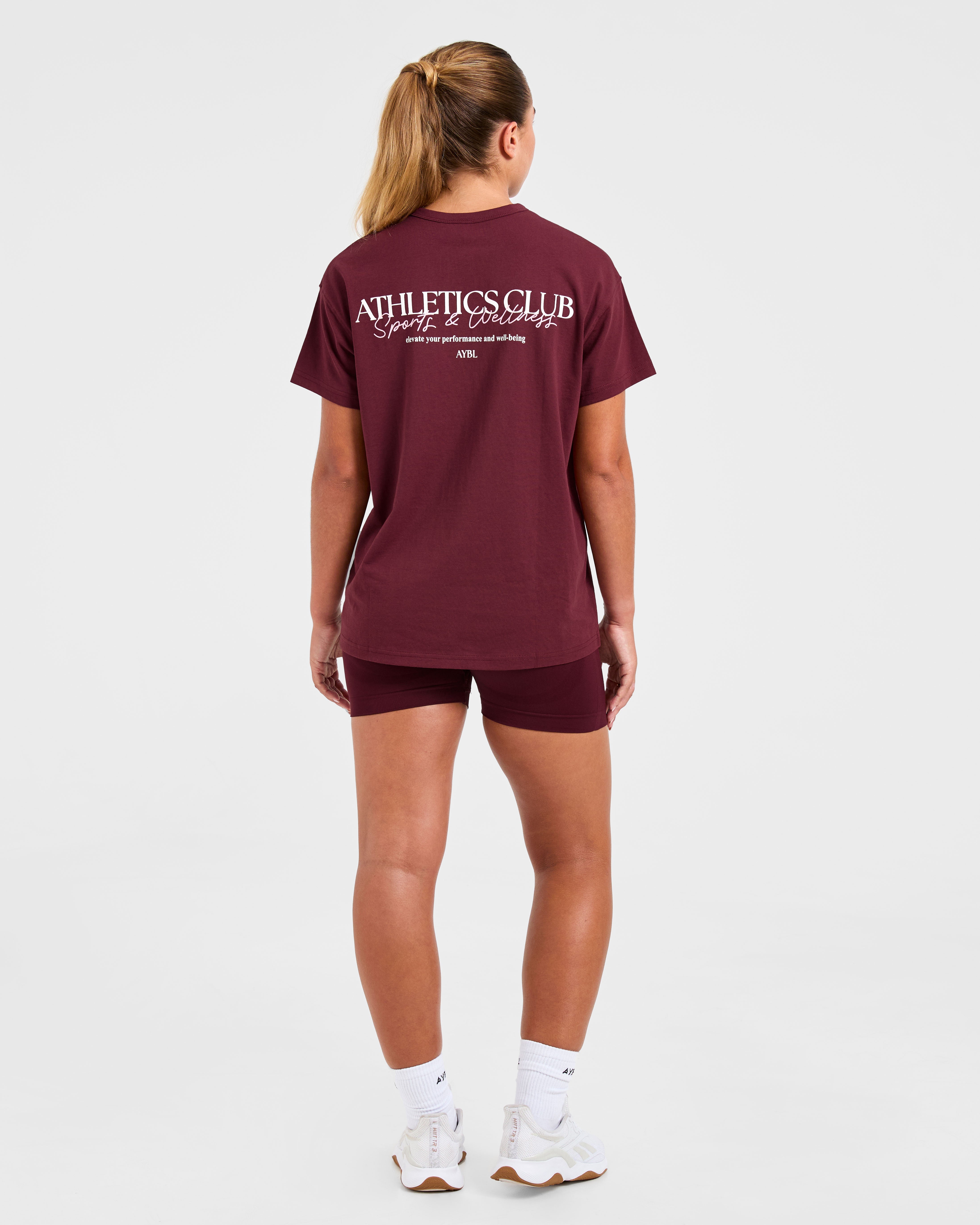 Athletics Club Oversized T Shirt - Rood Wine/Roze
