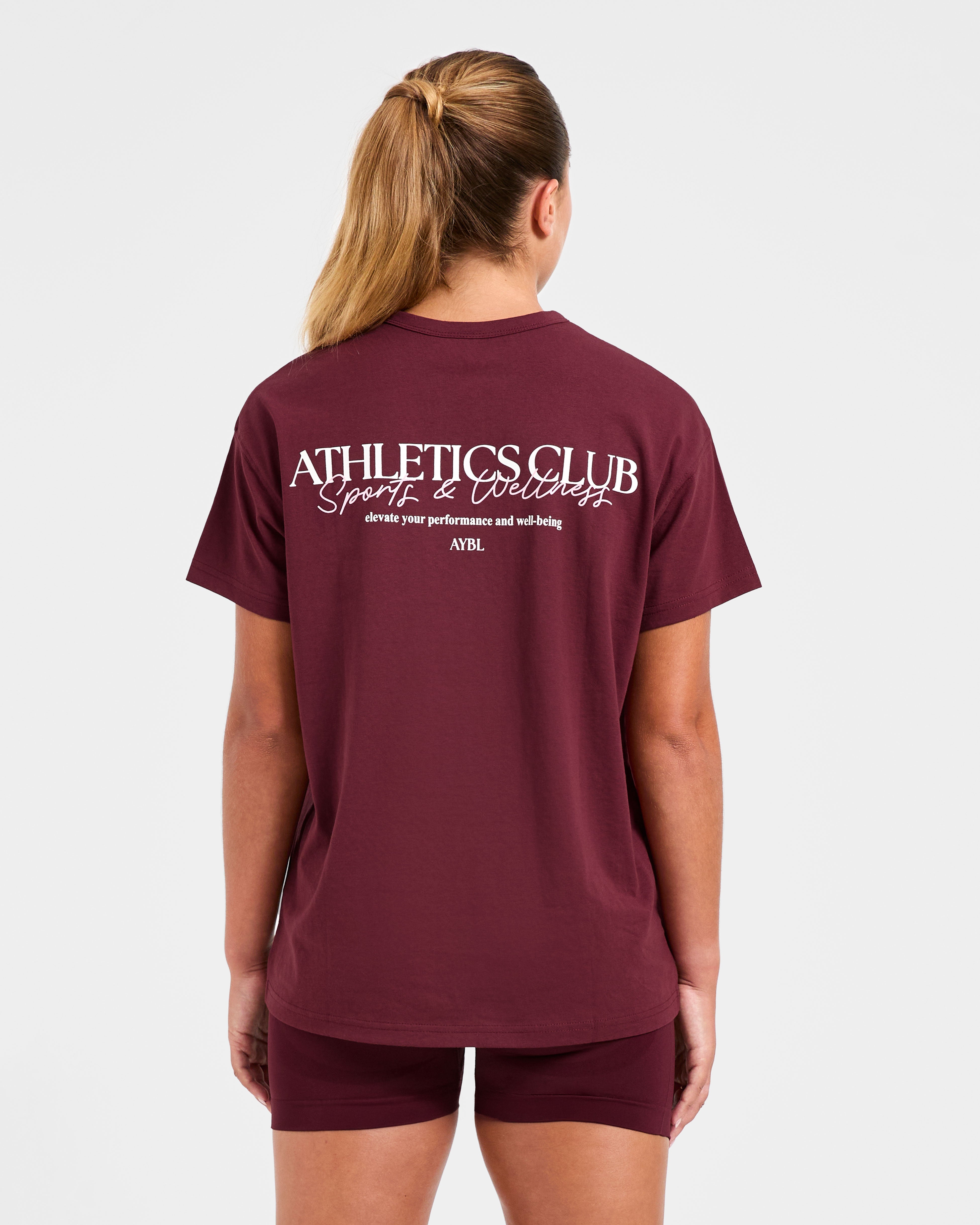 Athletics Club Oversized T Shirt - Rood Wine/Roze