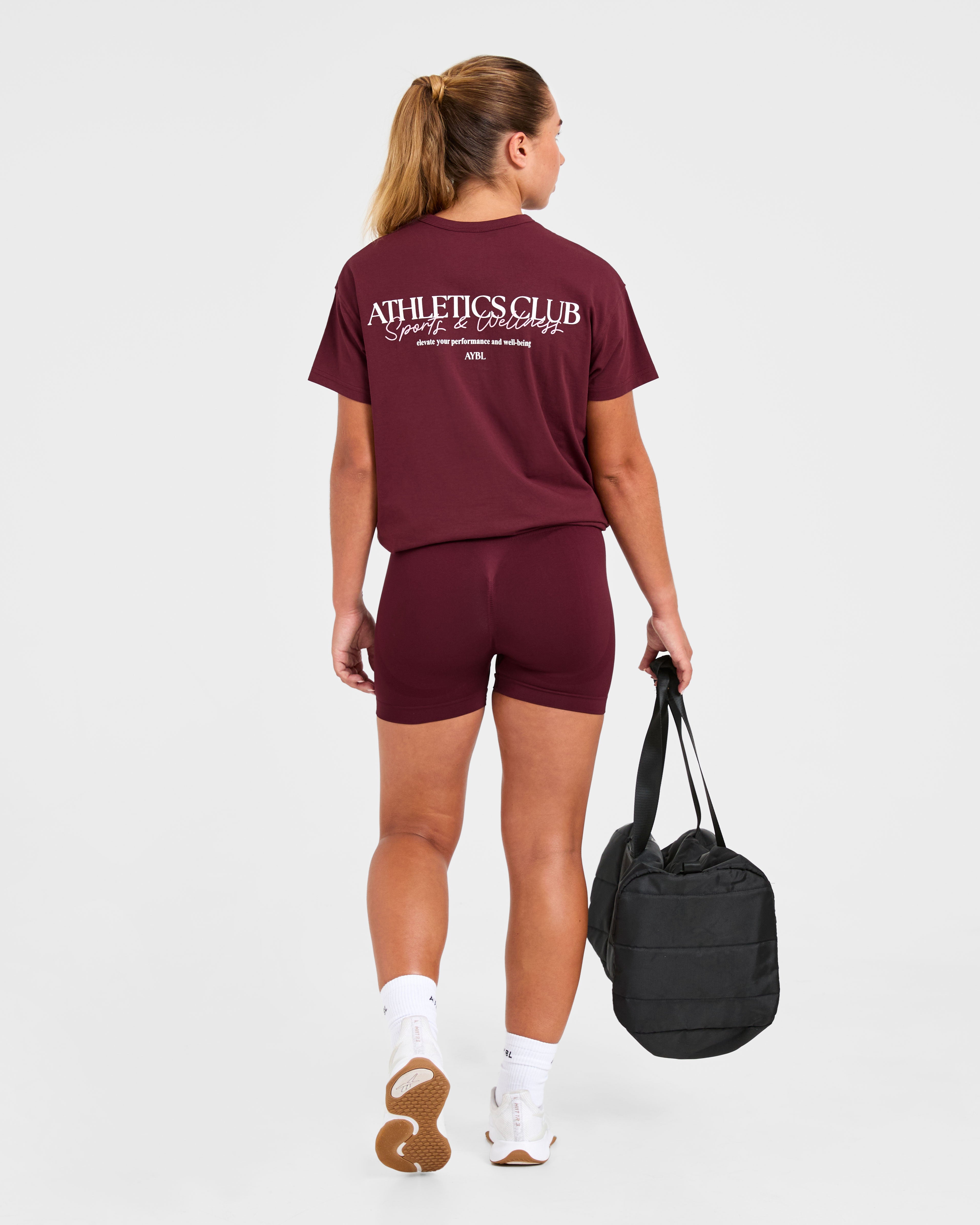 Athletics Club Oversized T Shirt - Rood Wine/Roze