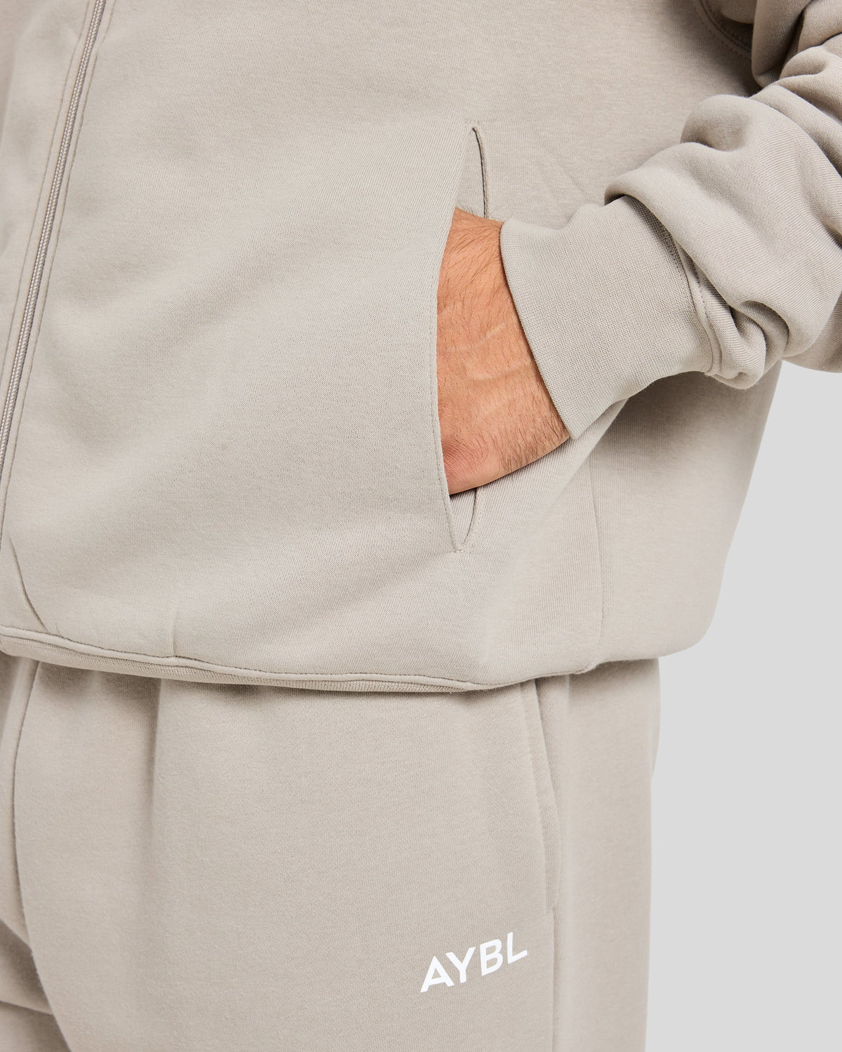 Essential Oversized Full Zip Hoodie - Stone