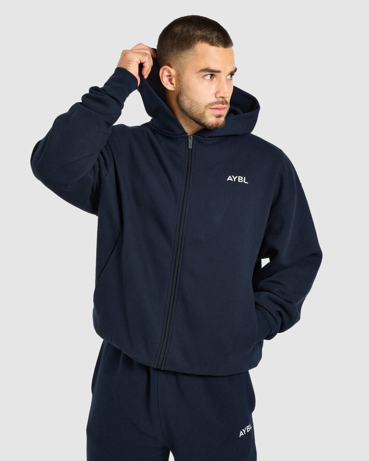 Essential Oversized Full Zip Hoodie - Navy