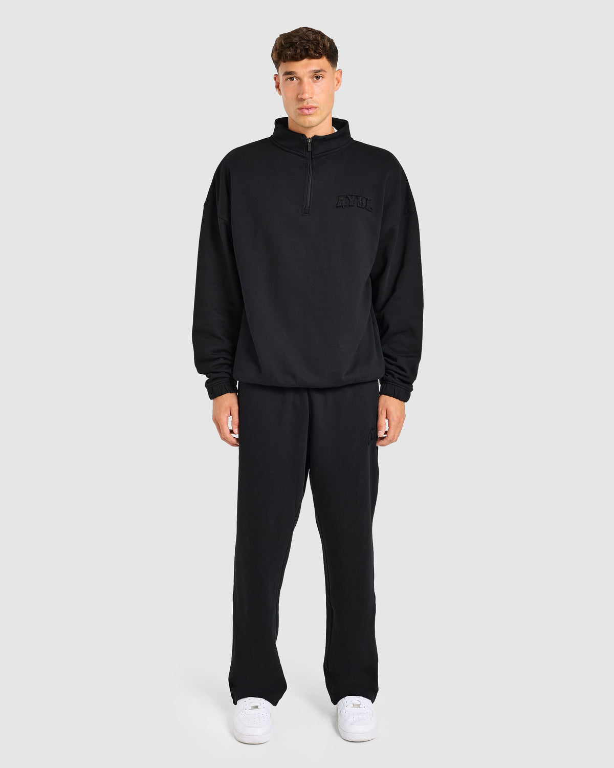 Effortless Oversized 1/4 Zip Pullover - Zwart