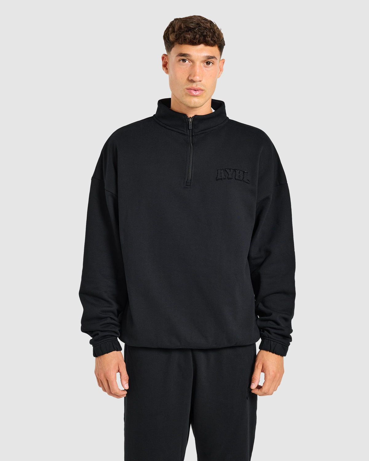 Effortless Oversized 1/4 Zip Pullover - Zwart