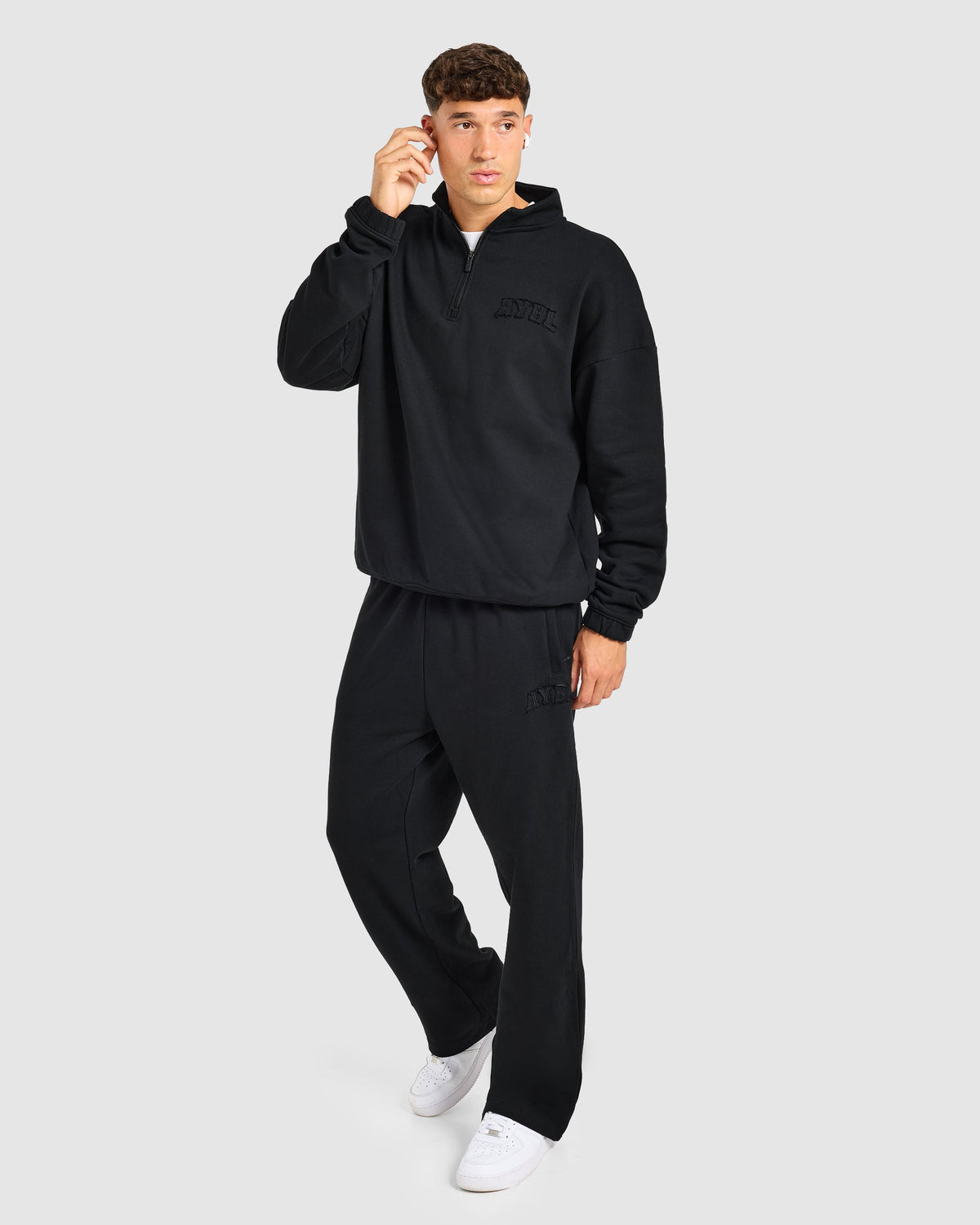 Effortless Oversized 1/4 Zip Pullover - Zwart